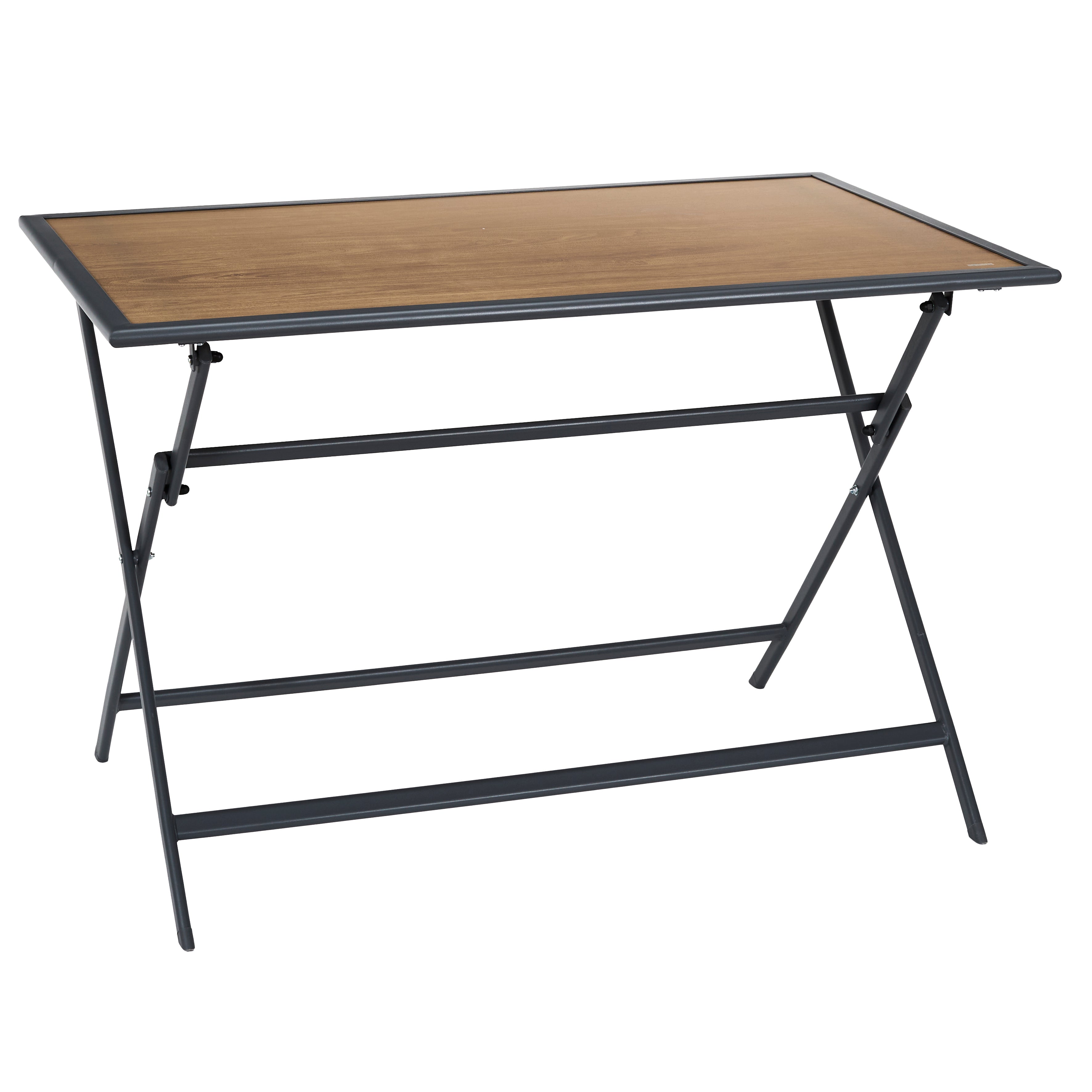 TABLE METAL GRIS EFFET BOIS BARCELONE 110X70CM