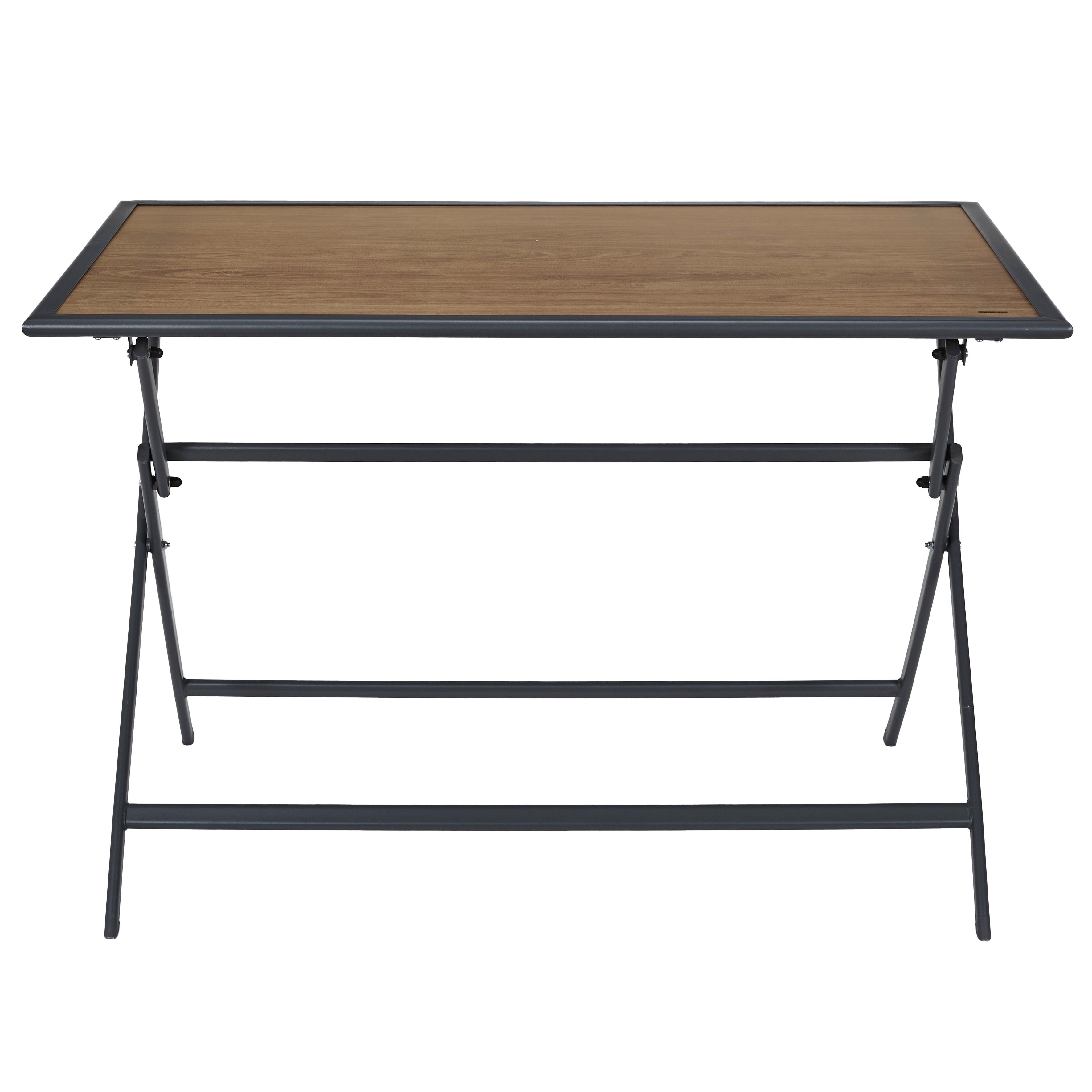 TABLE METAL GRIS EFFET BOIS BARCELONE 110X70CM
