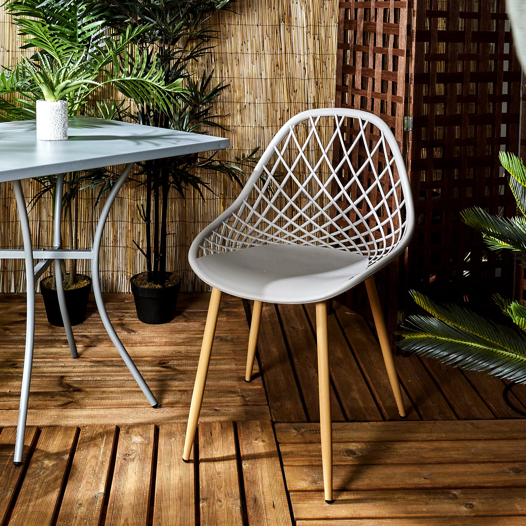 CHAISE EXTERIEUR PP MALAGA TAUPE - LOT DE 4