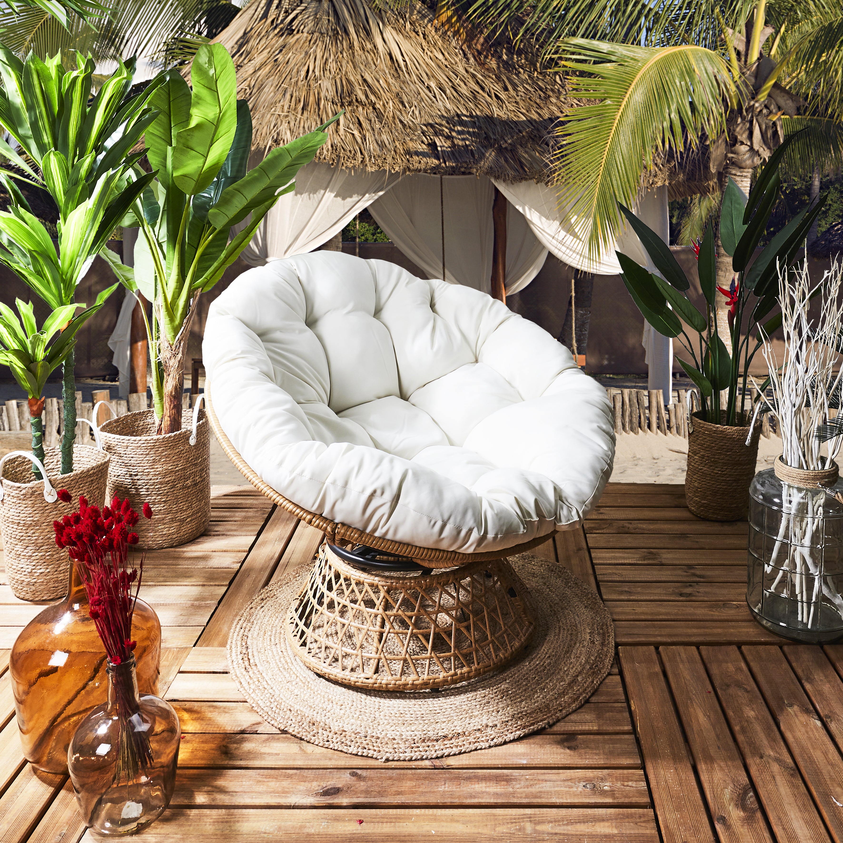 FAUTEUIL CANCUN COUSSIN BLANC
