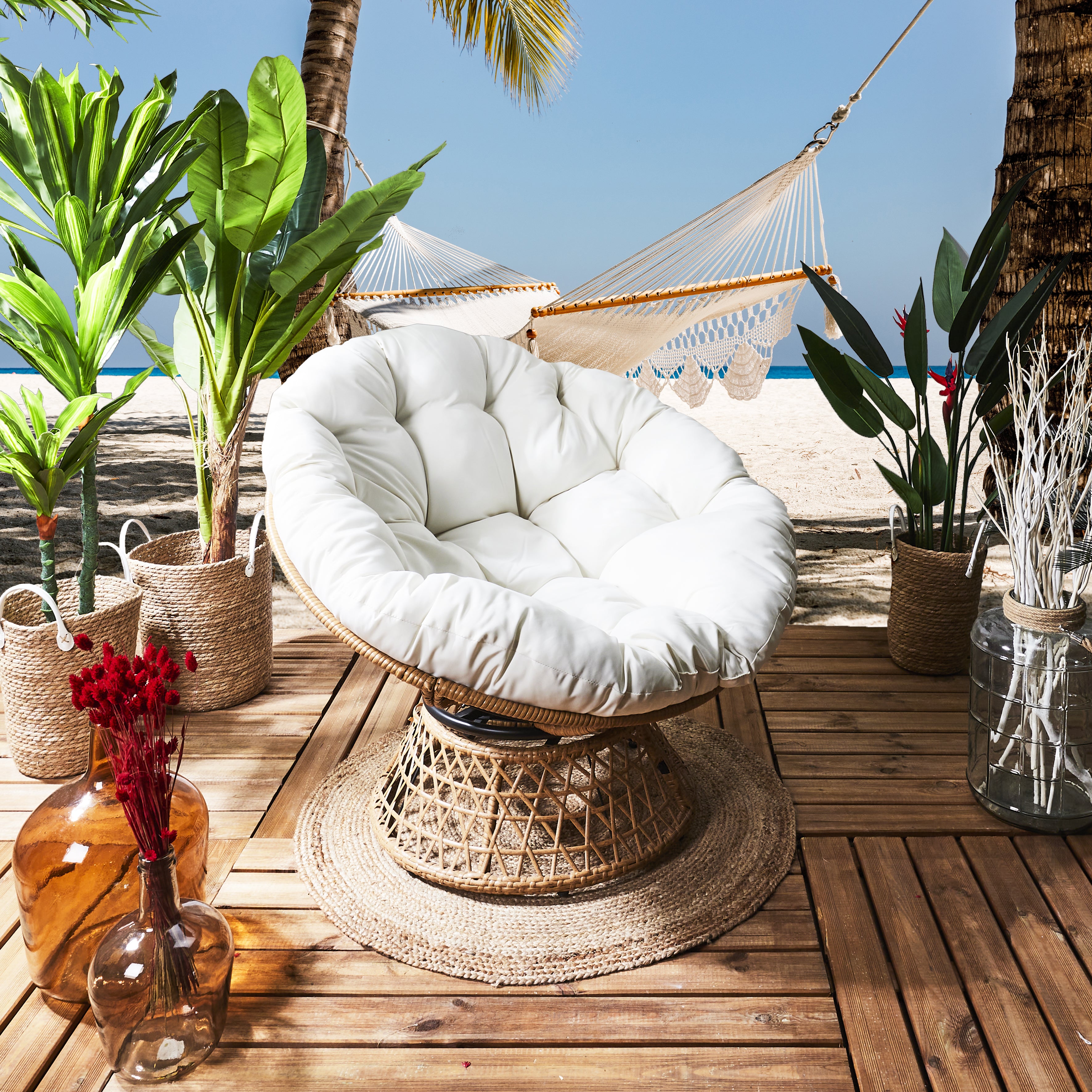 FAUTEUIL CANCUN COUSSIN BLANC