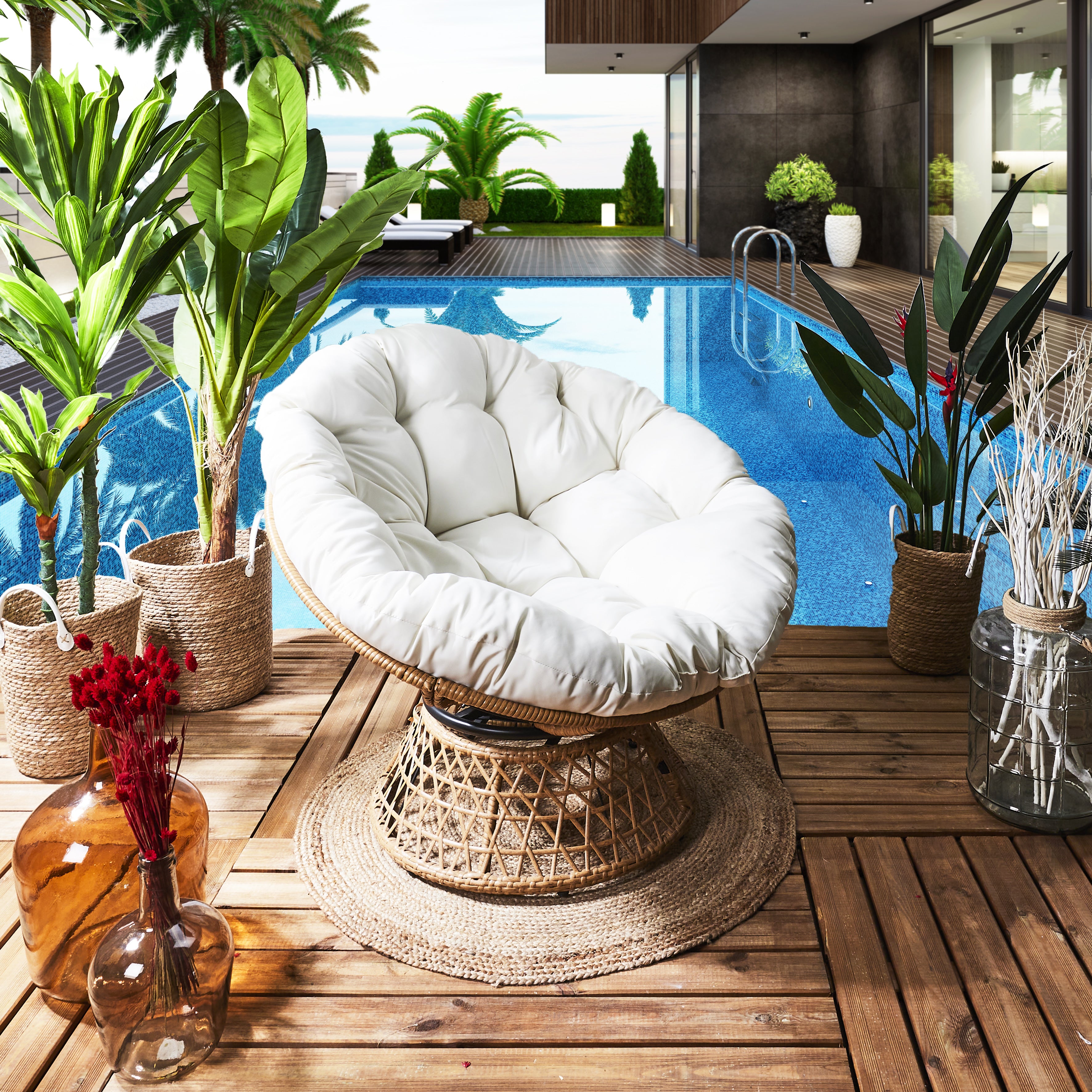 FAUTEUIL CANCUN COUSSIN BLANC
