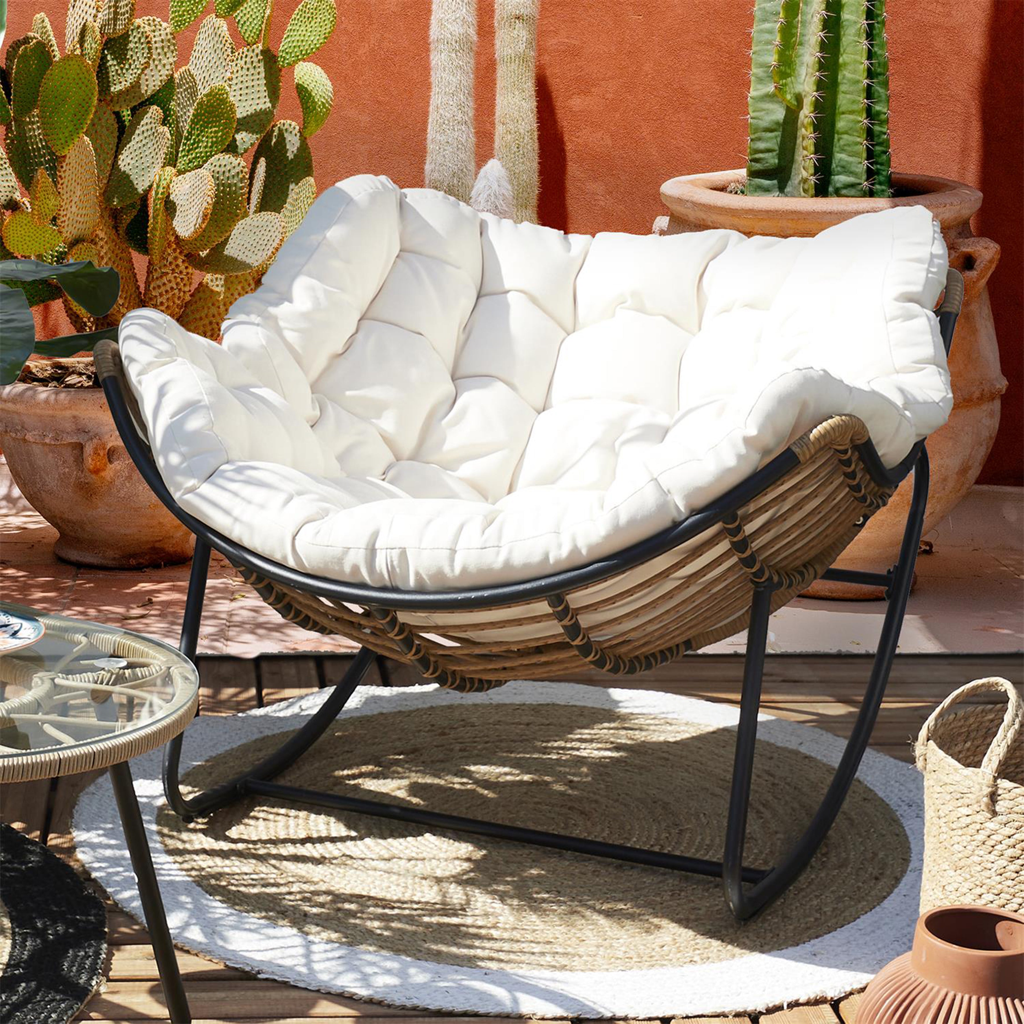 FAUTEUIL A BASCULE TULUM COUSSIN BEIGE