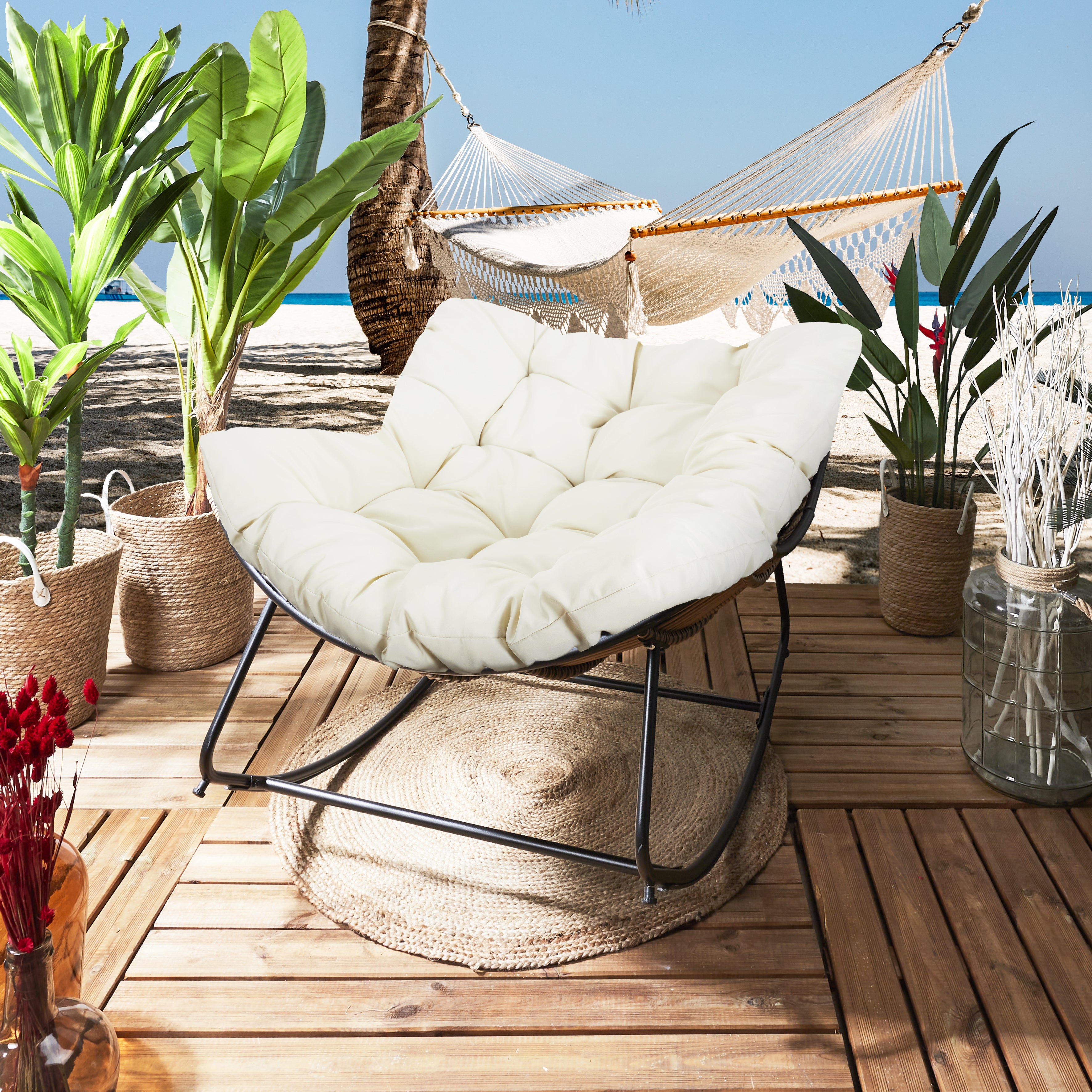 FAUTEUIL A BASCULE TULUM COUSSIN BEIGE