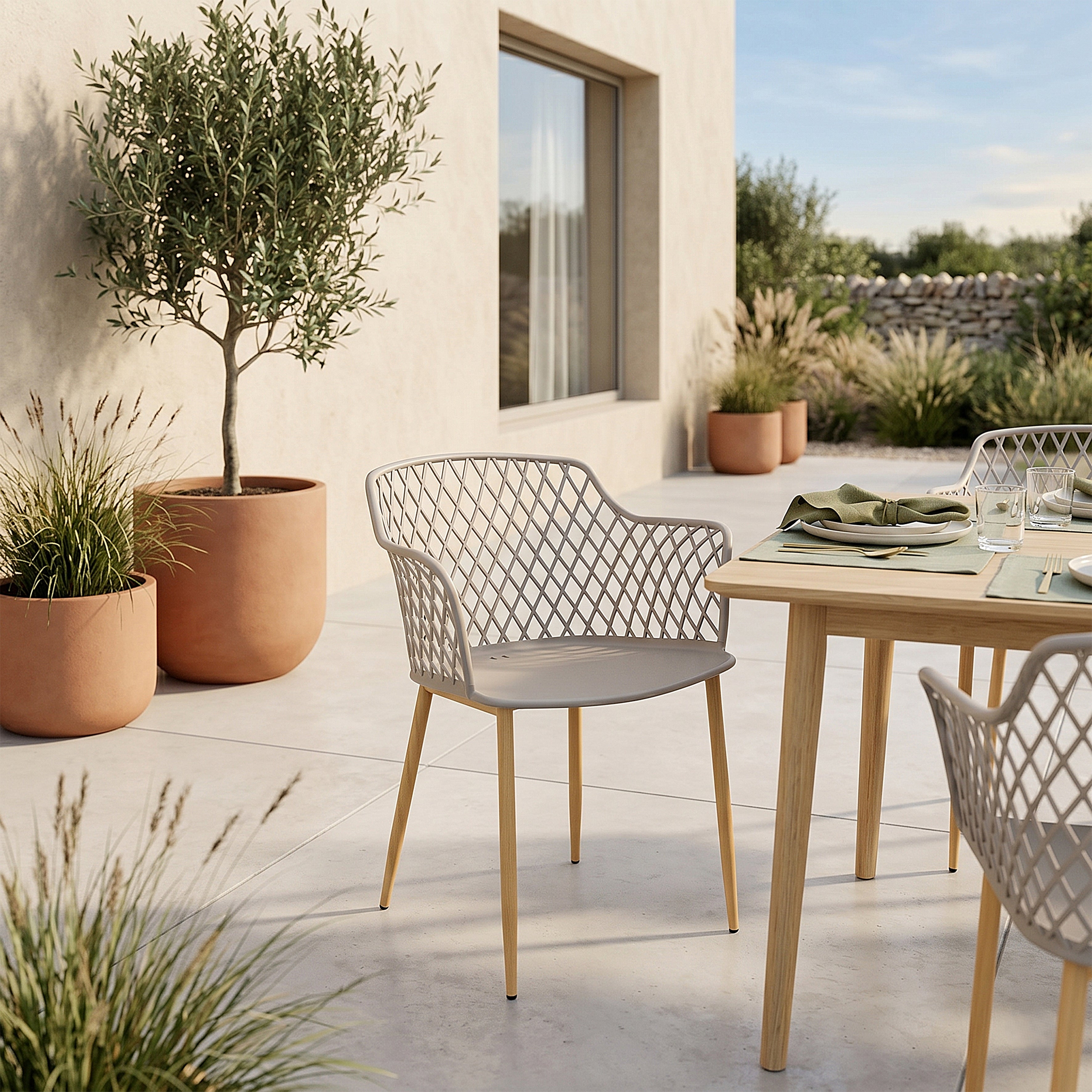 FAUTEUIL EXTERIEUR MALAGA TAUPE - LOT DE 4