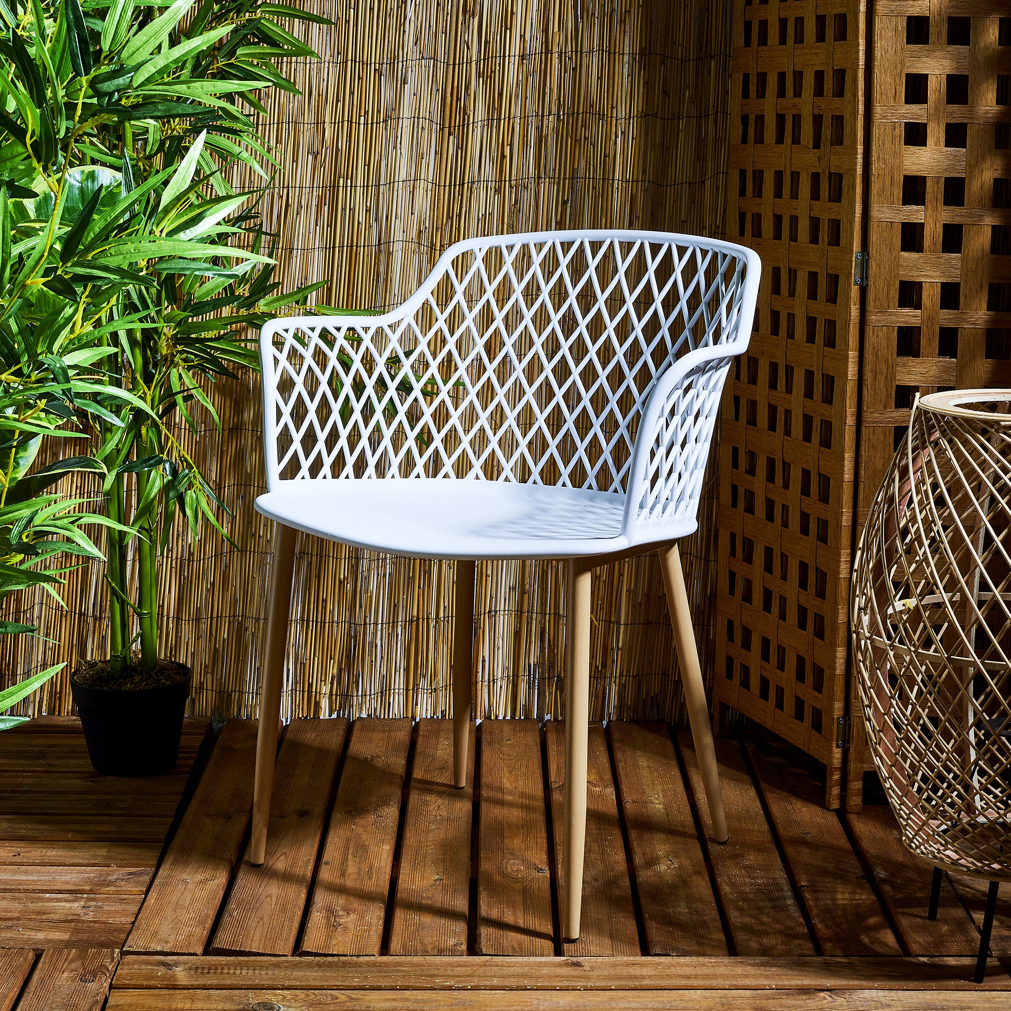 FAUTEUIL EXTERIEUR MALAGA BLANC - LOT DE 4