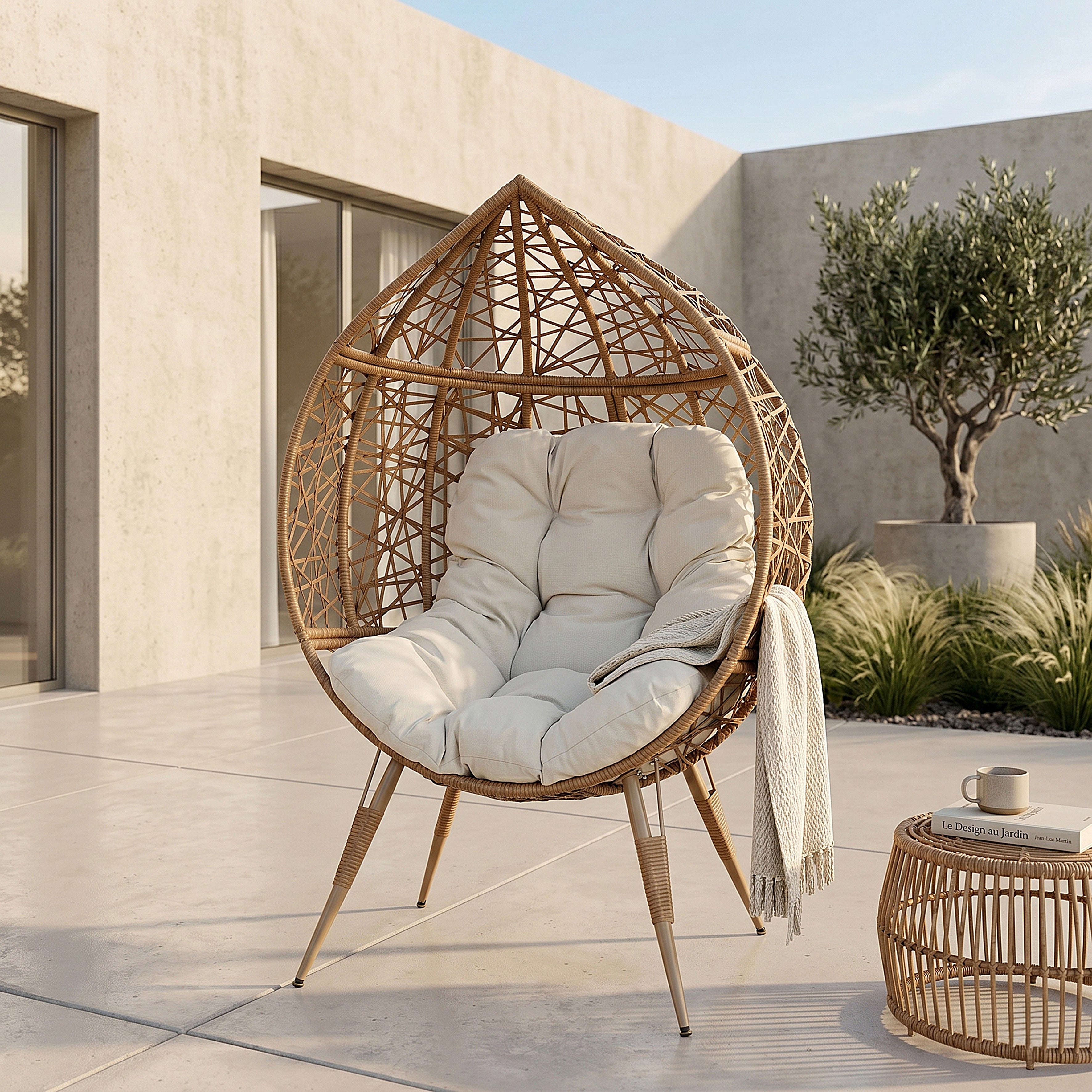 FAUTEUIL OEUF COUSSIN BEIGE