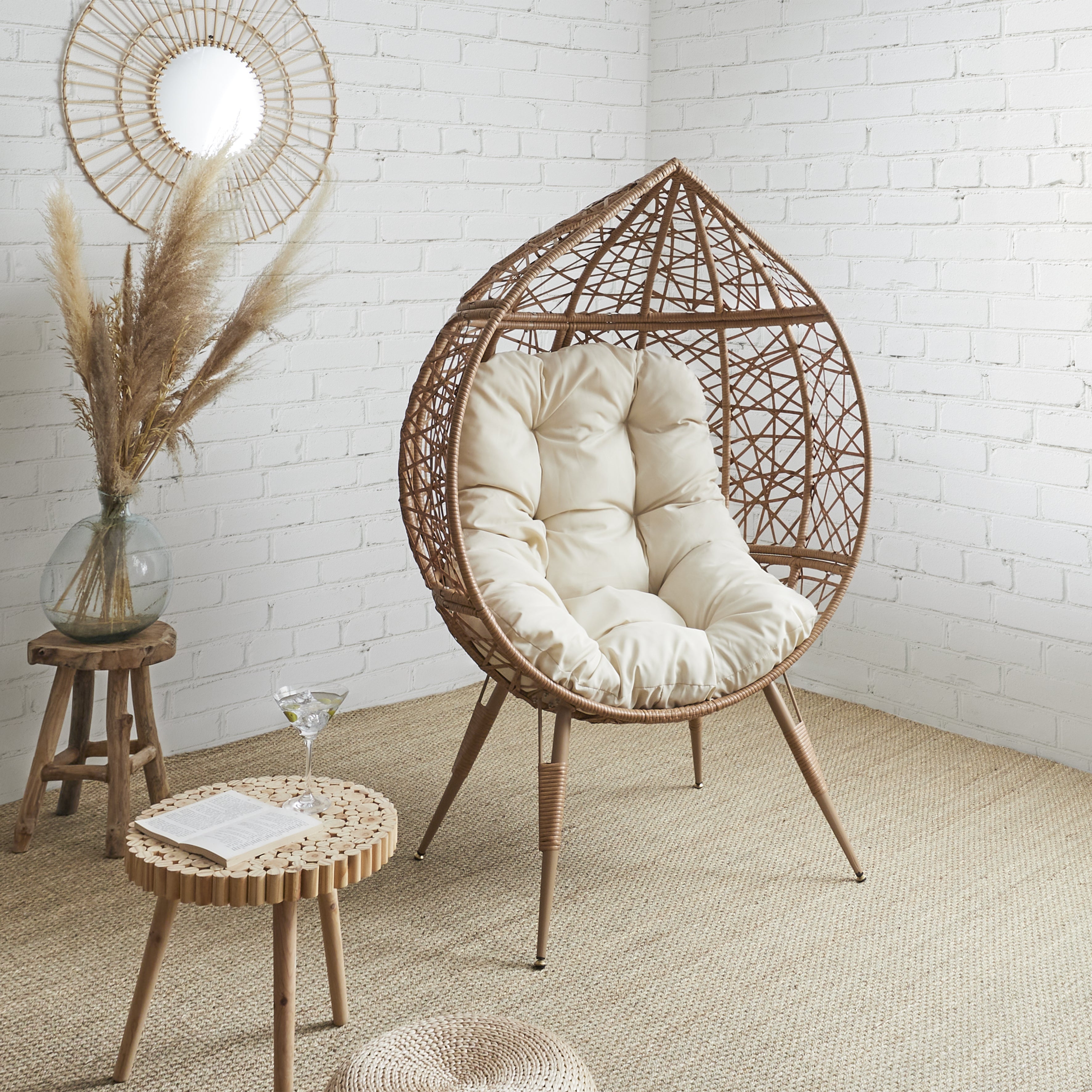 FAUTEUIL OEUF COUSSIN BEIGE