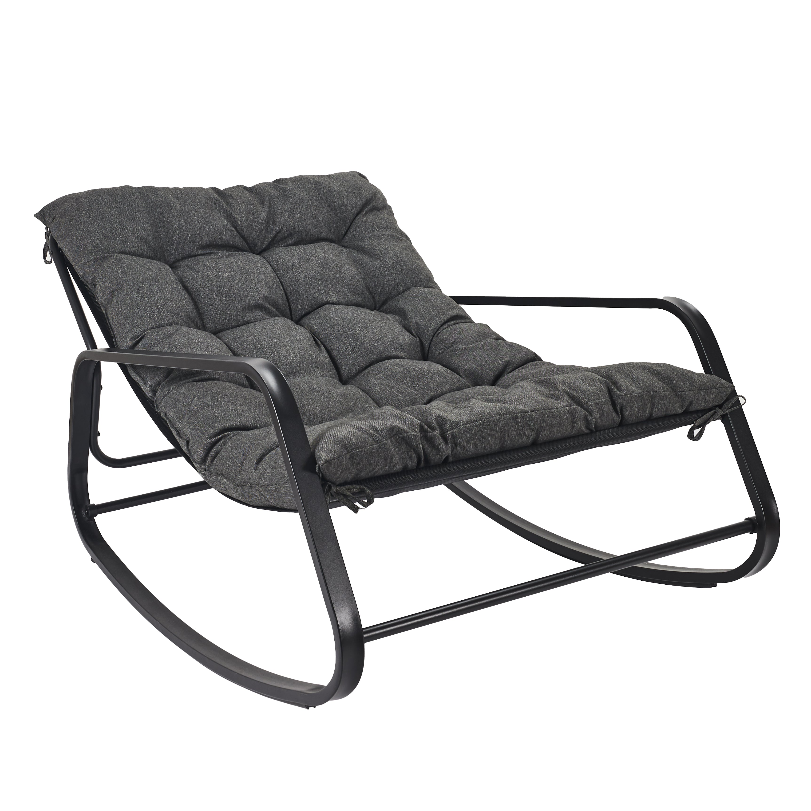 FAUTEUIL A BASCULE MIAMI NOIR ET METAL