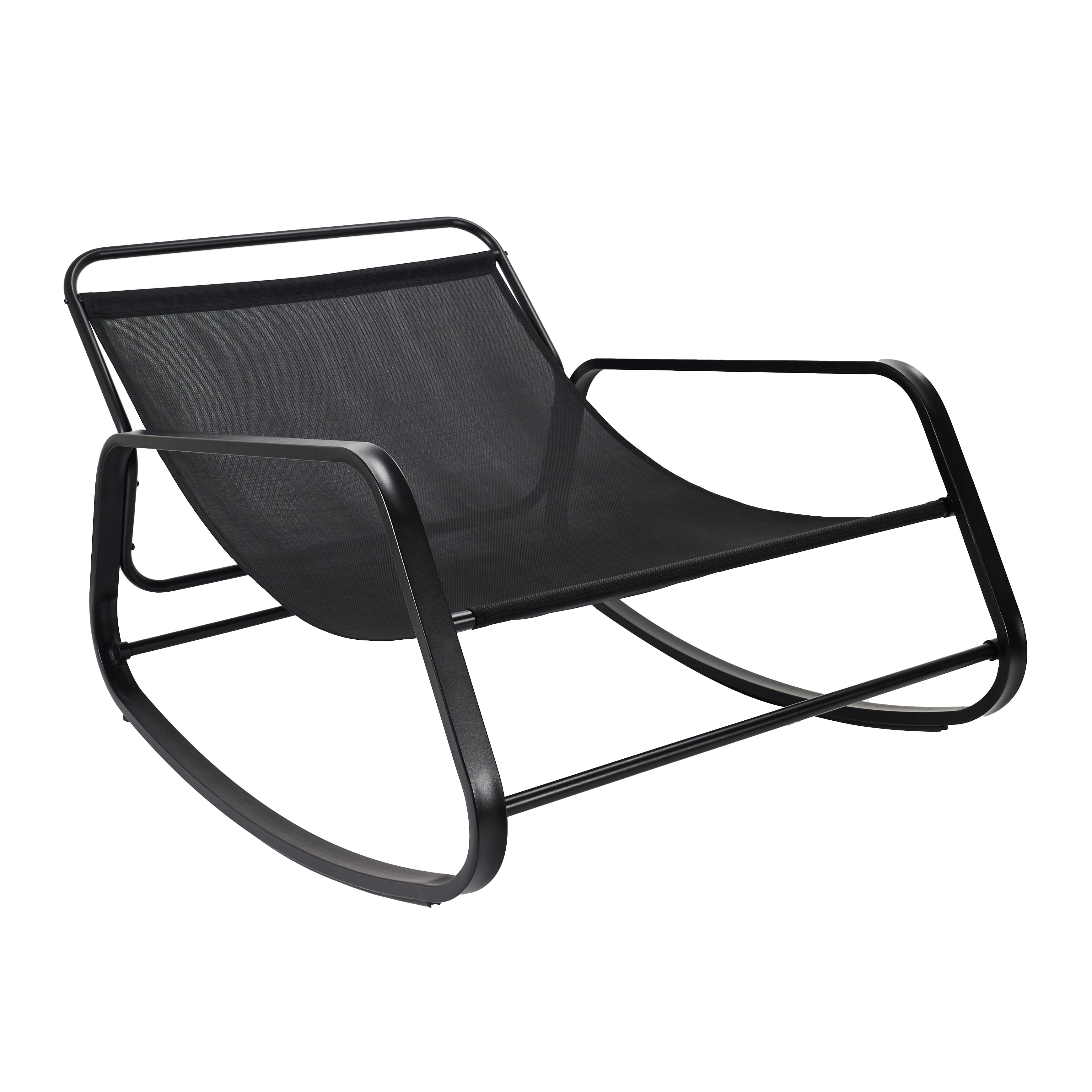 FAUTEUIL A BASCULE MIAMI NOIR ET METAL