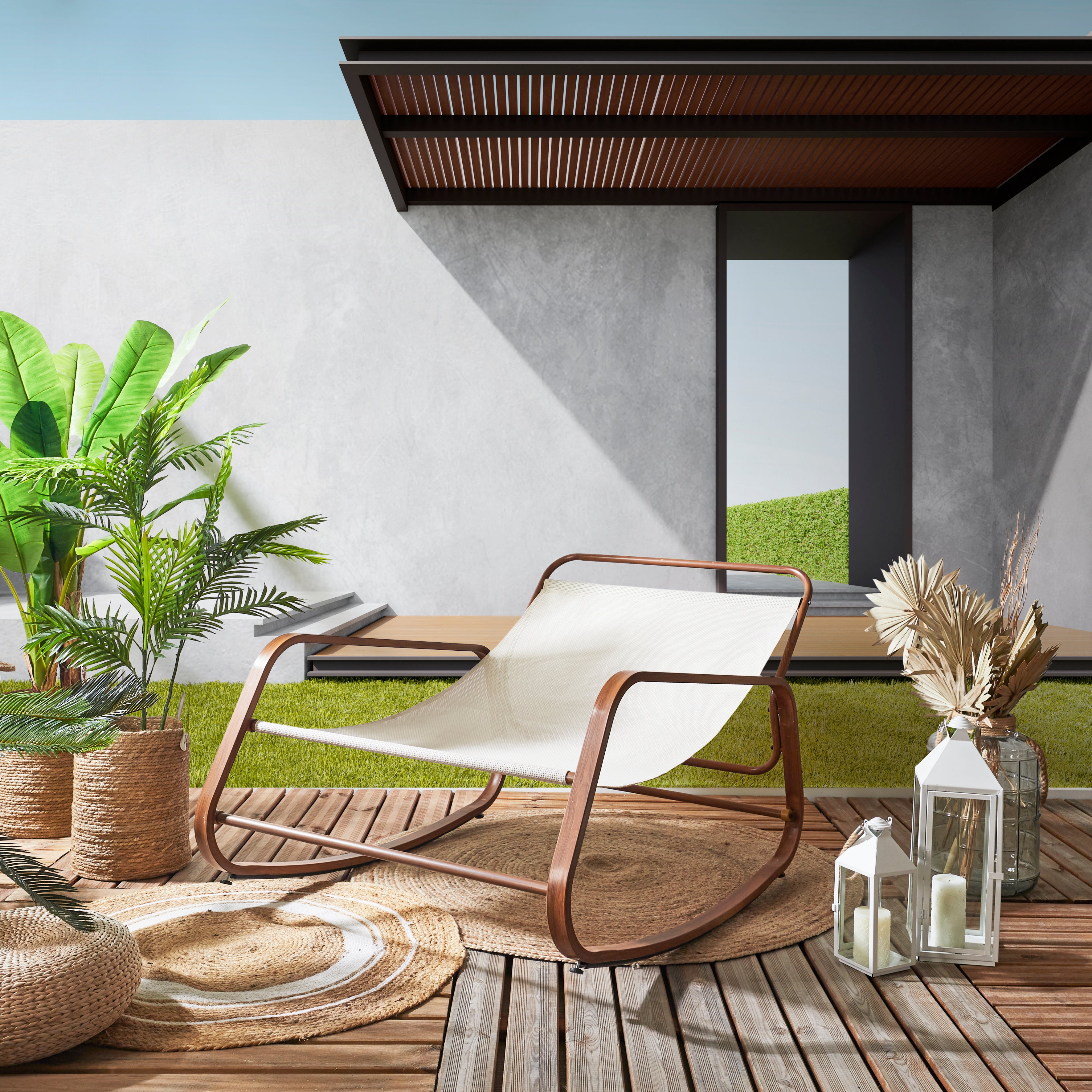 FAUTEUIL A BASCULE MIAMI BLANC IMITATION BOIS