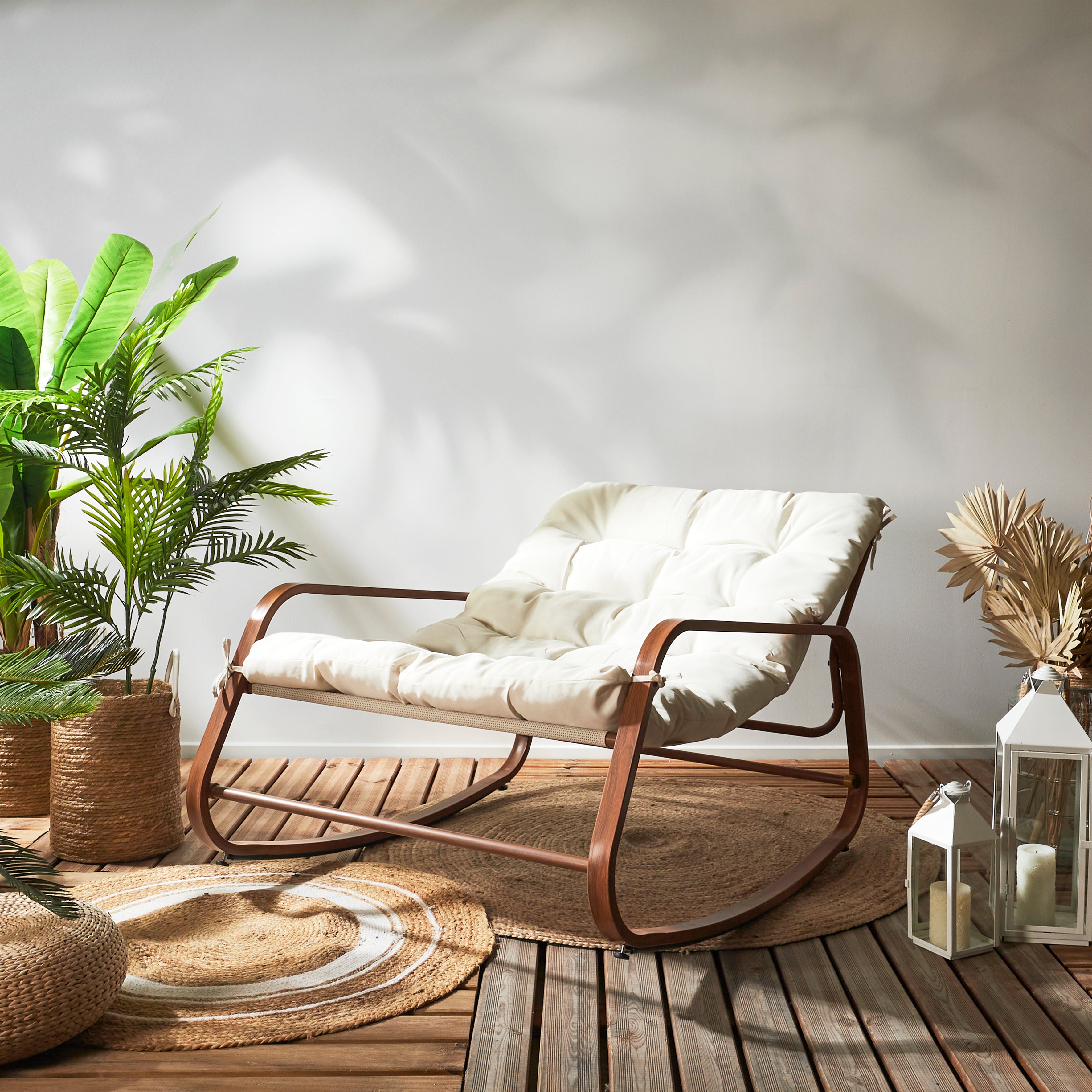 FAUTEUIL A BASCULE MIAMI BLANC IMITATION BOIS