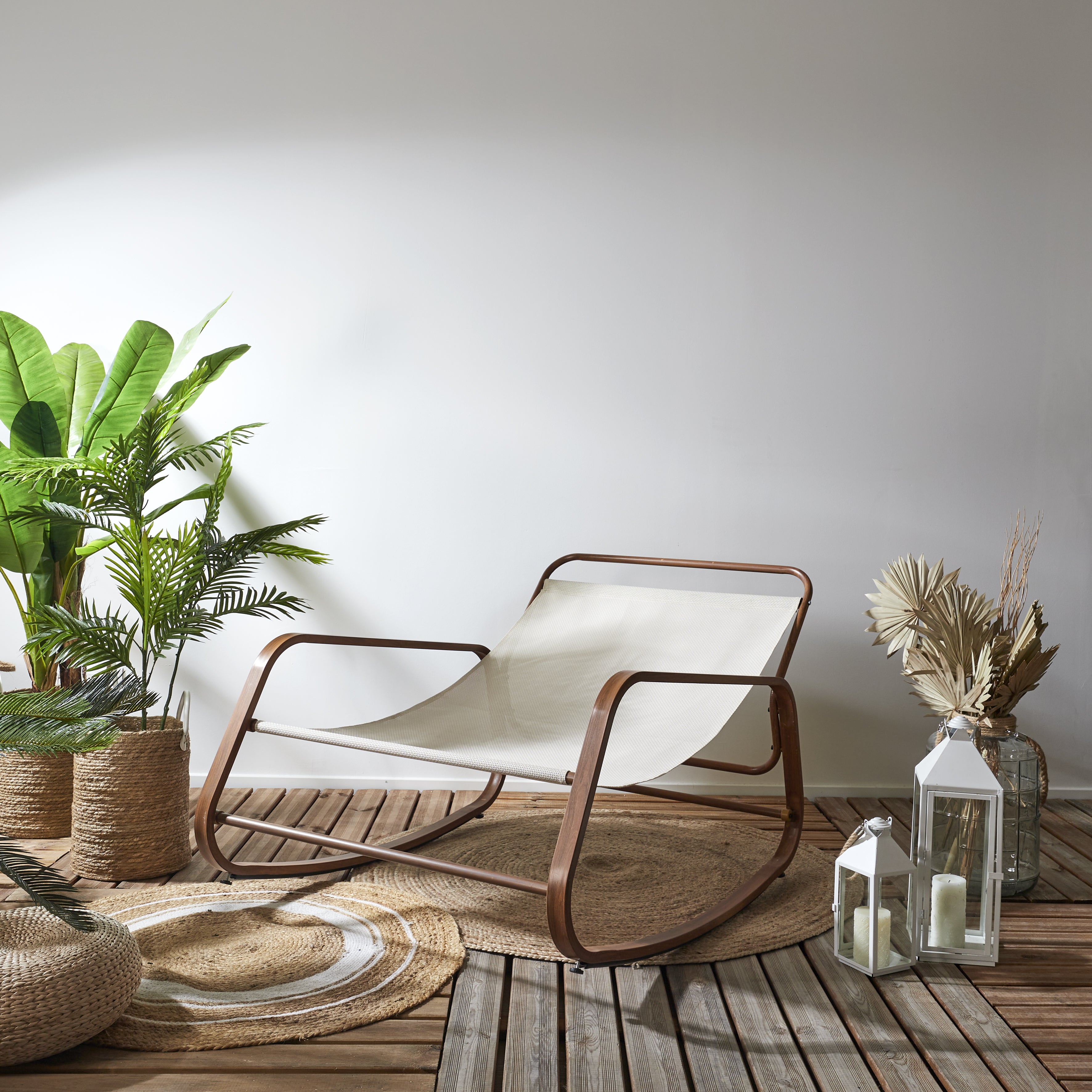 FAUTEUIL A BASCULE MIAMI BLANC IMITATION BOIS