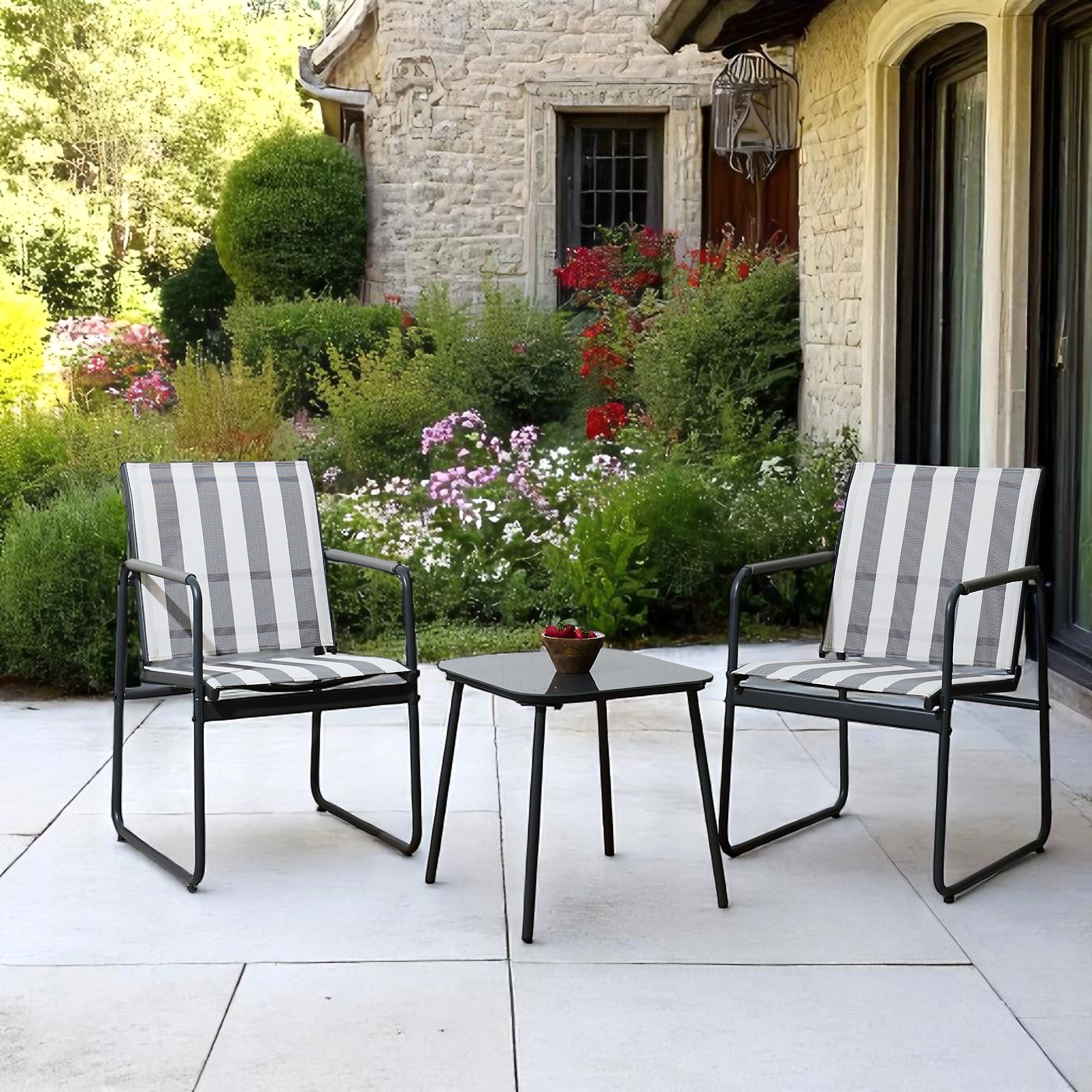 SALON DE JARDIN NAMUR 3PCS GRIS