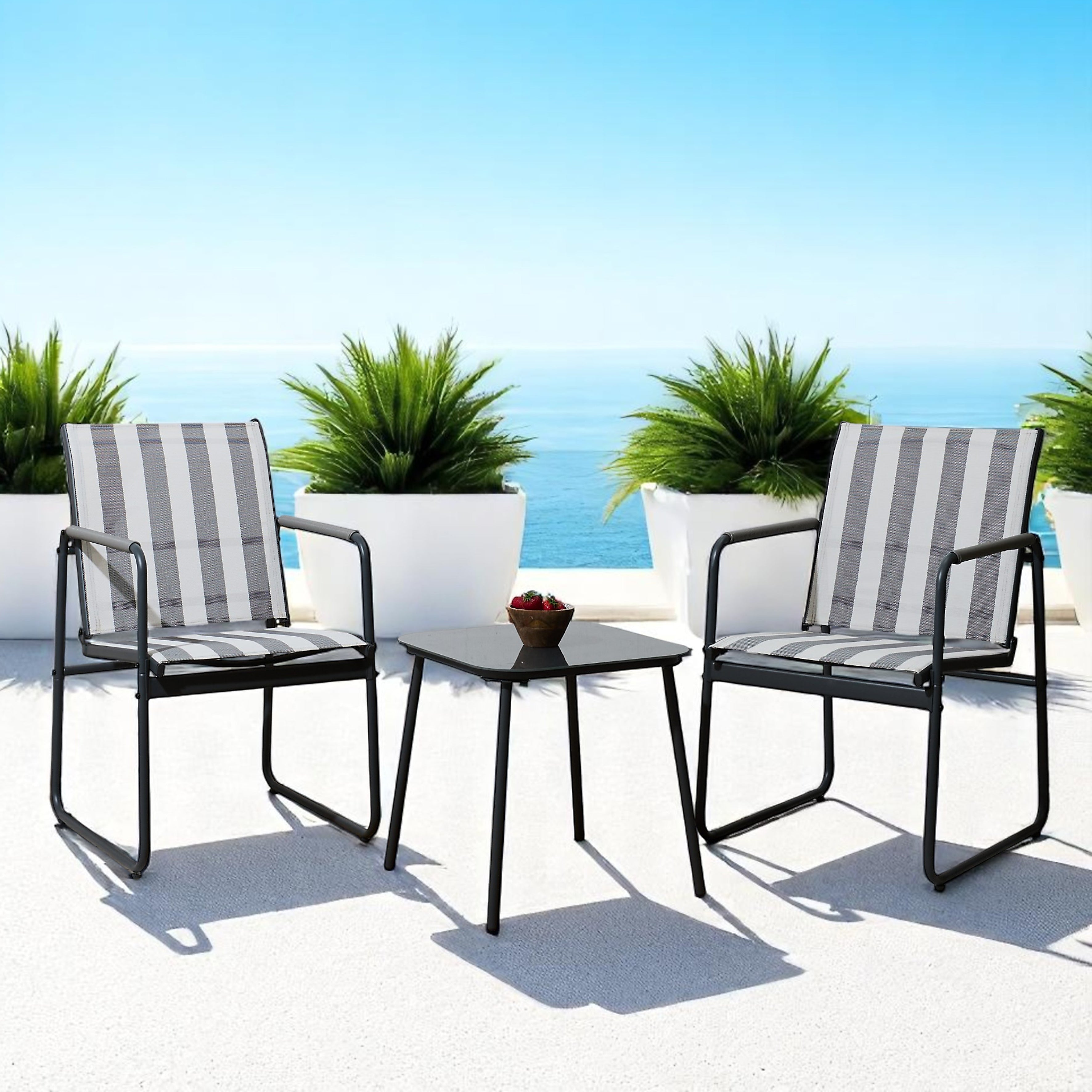 SALON DE JARDIN NAMUR 3PCS GRIS