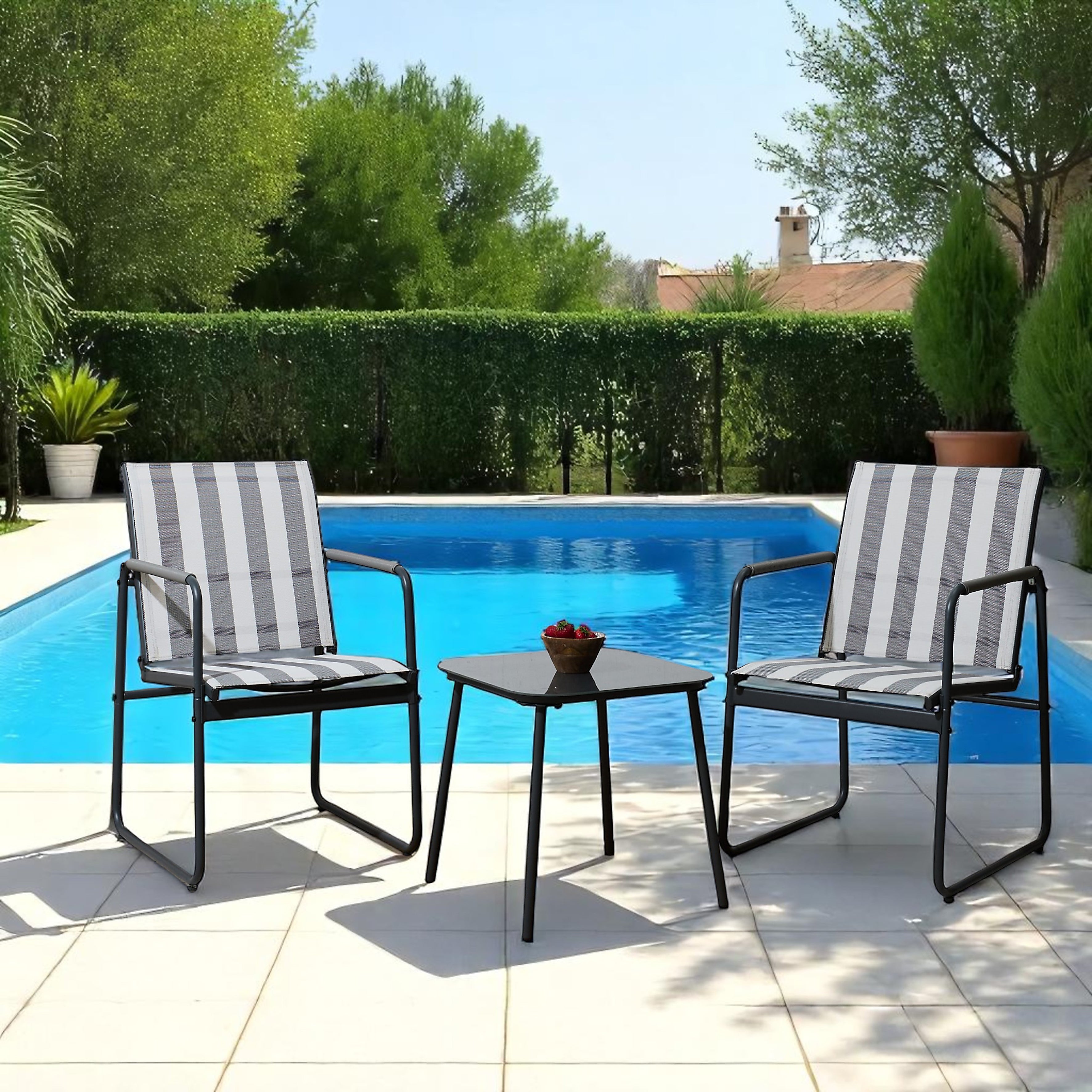 SALON DE JARDIN NAMUR 3PCS GRIS