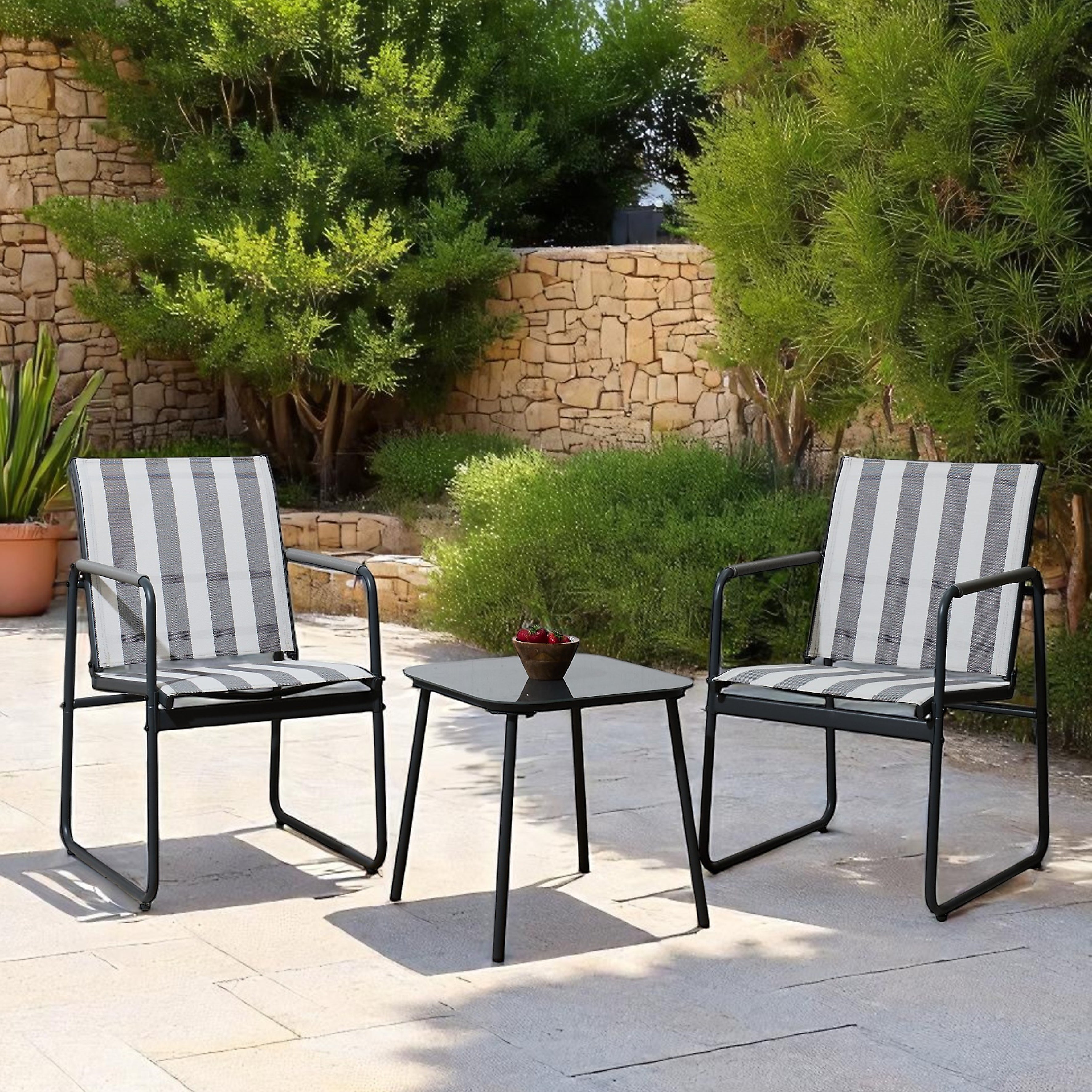 SALON DE JARDIN NAMUR 3PCS GRIS