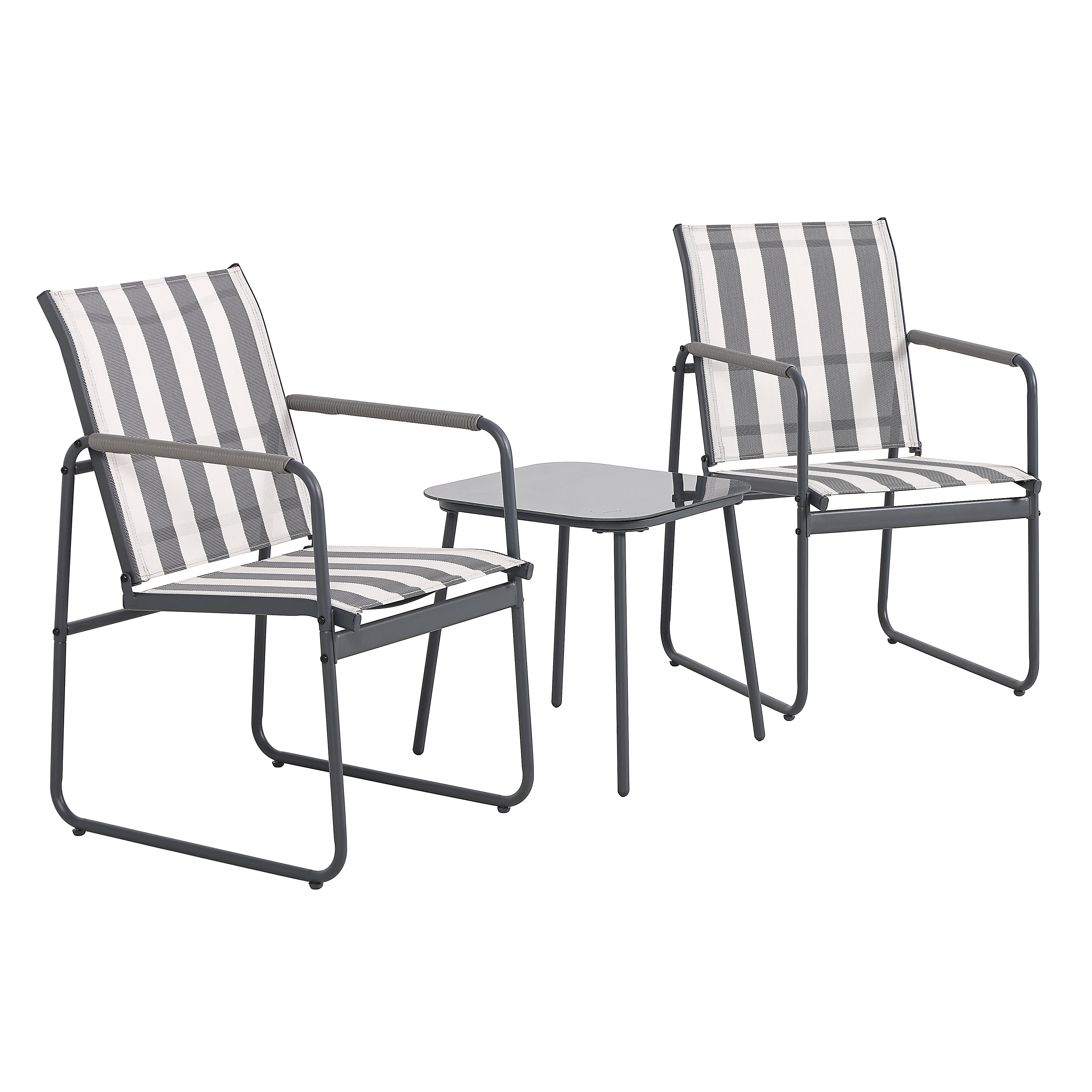 SALON DE JARDIN NAMUR 3PCS GRIS