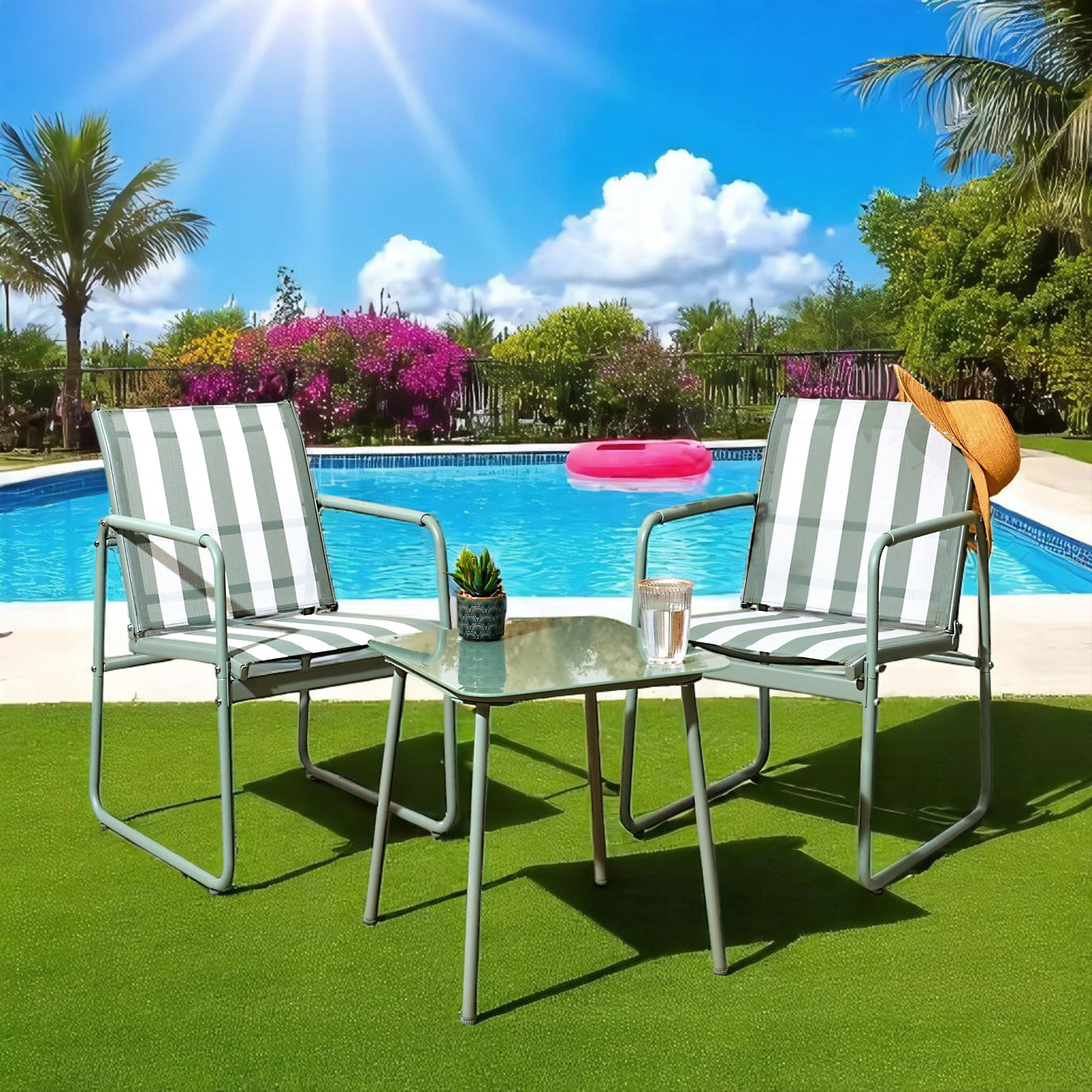 SALON DE JARDIN NAMUR 3PCS VERT