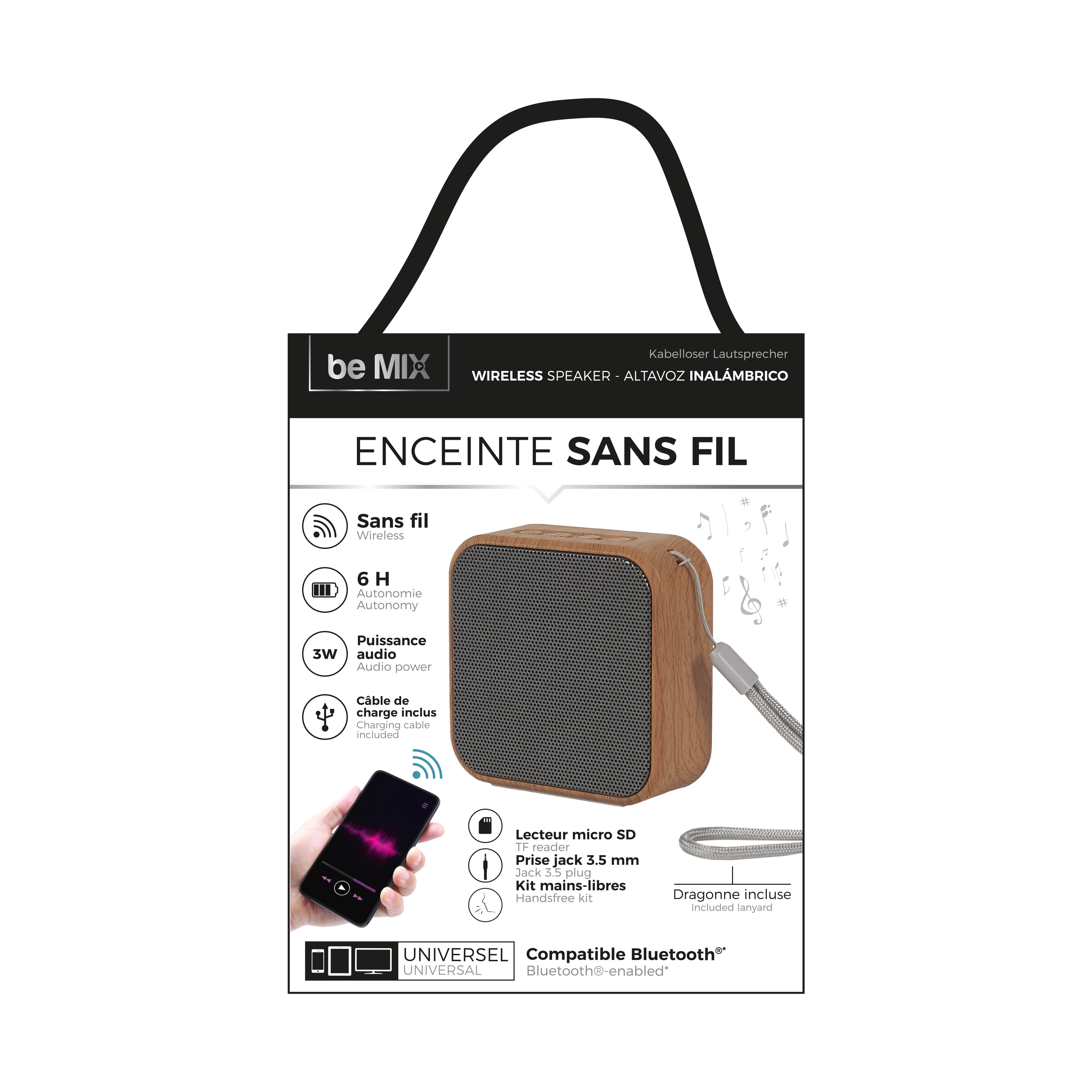 ENCEINTE SANS FIL FINITION BOIS 3W
