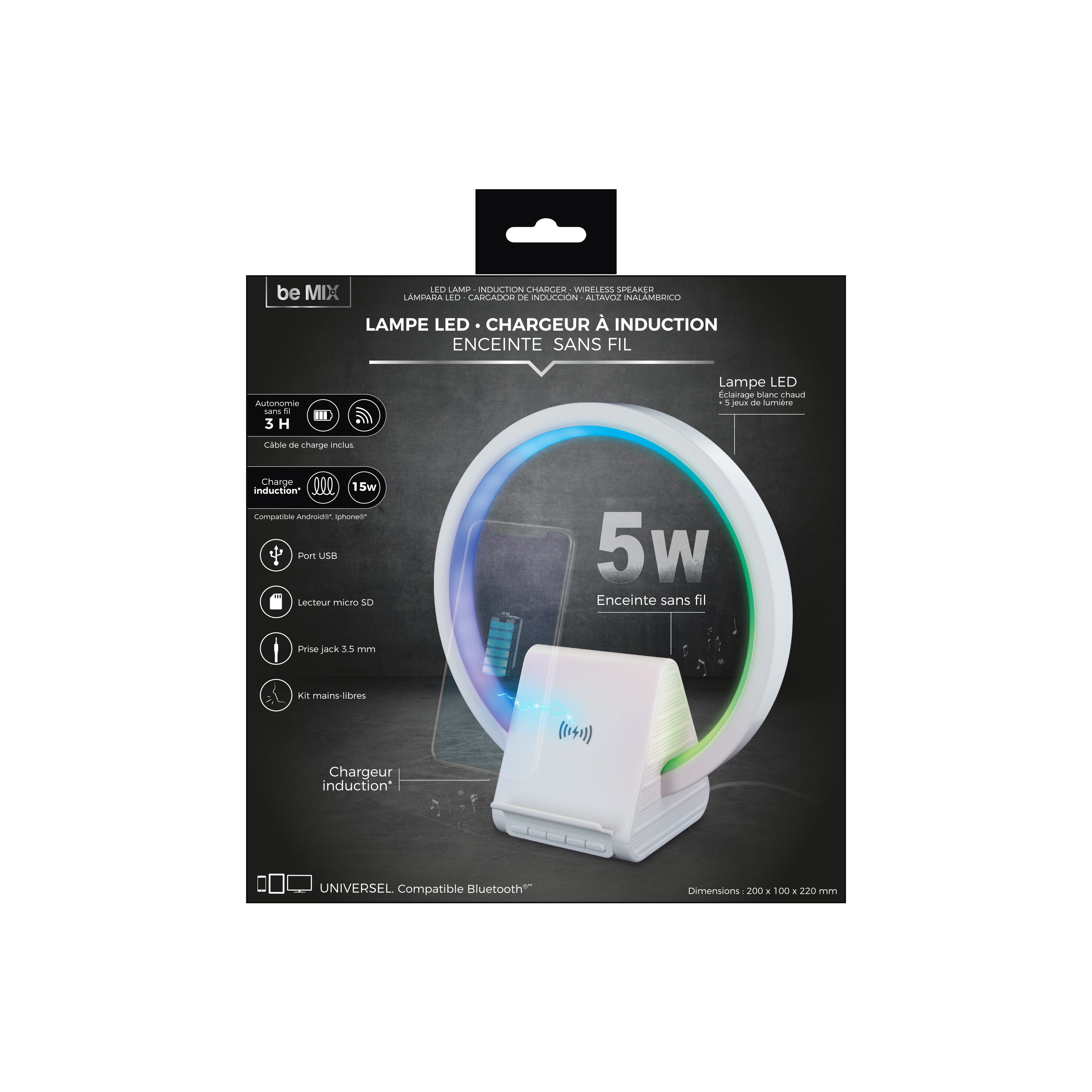LAMPE CHARGEUR INDUCTION ENCEINTE 5W