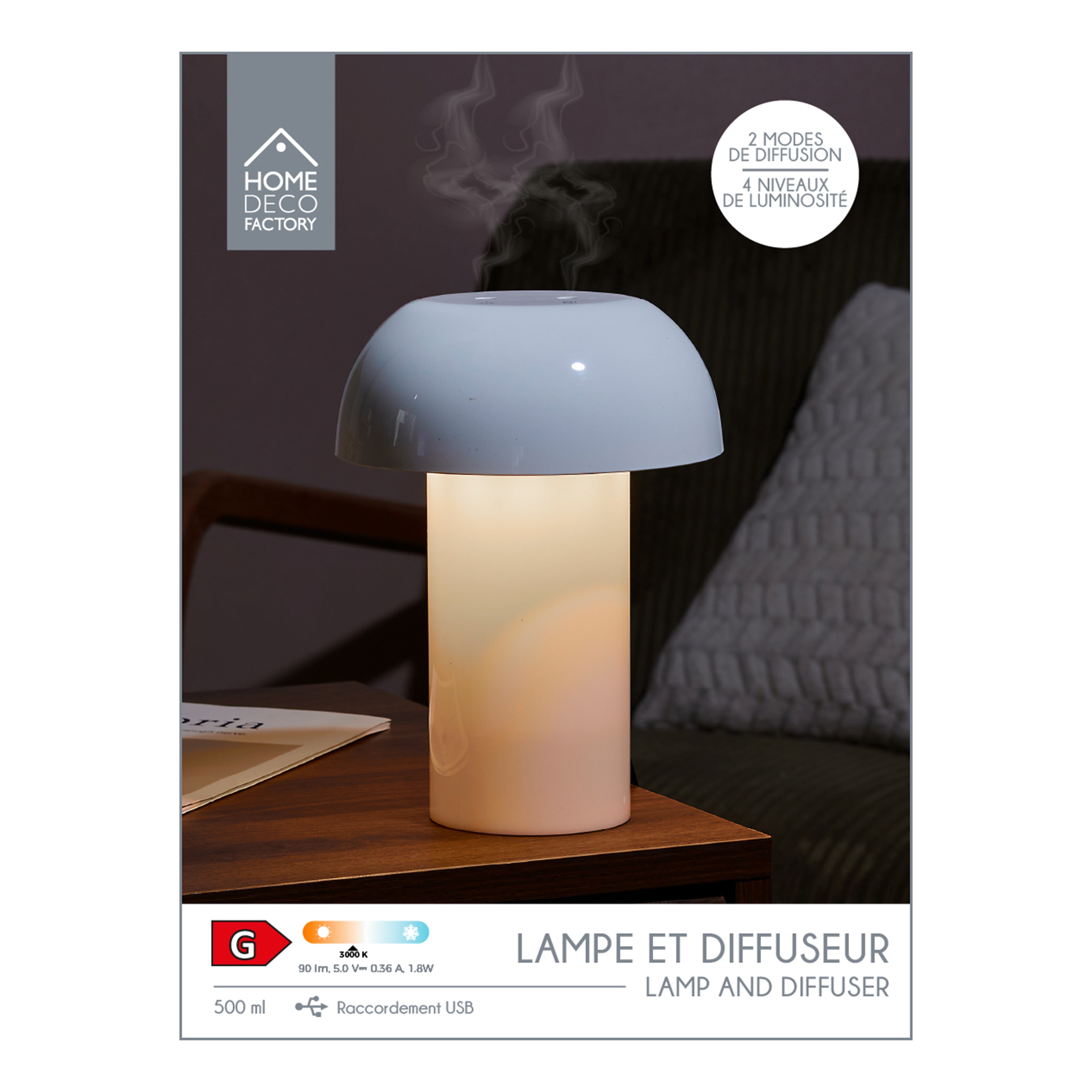 LAMPE ET DIFFUSEUR CHAMPIGNON BLANC