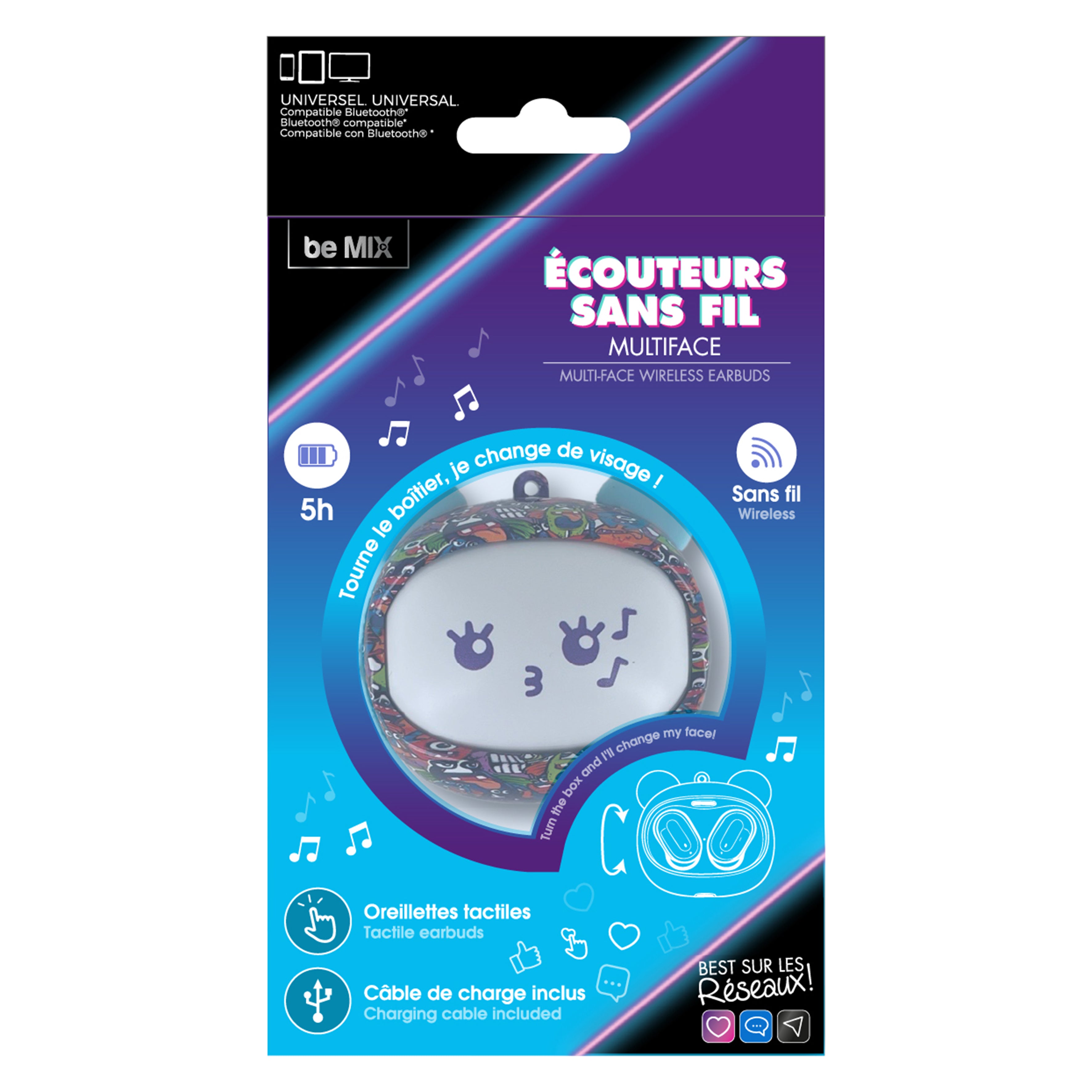 ECOUTEUR SANS FIL MULTIFACE PRINTES