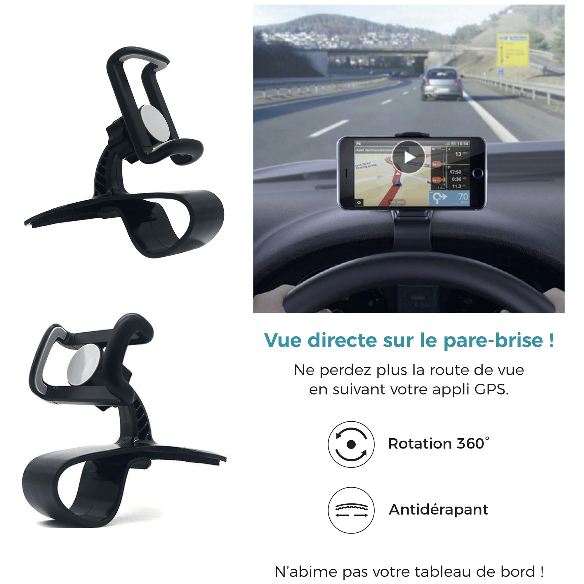 SUPPORT TELEPHONE TABLEAU DE BORD
