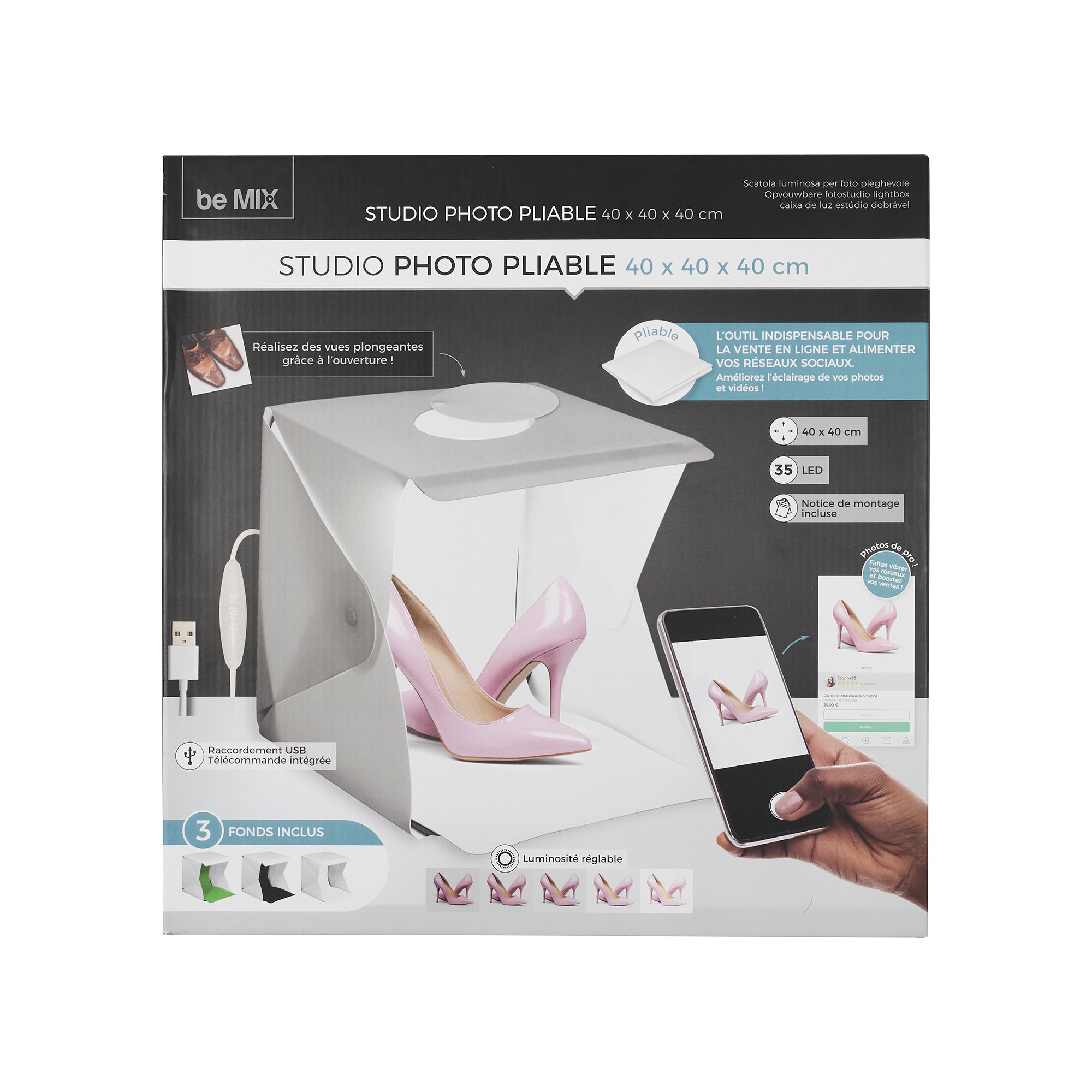 BOITE A LUMIERE STUDIO PLIABLE 40X40X40CM