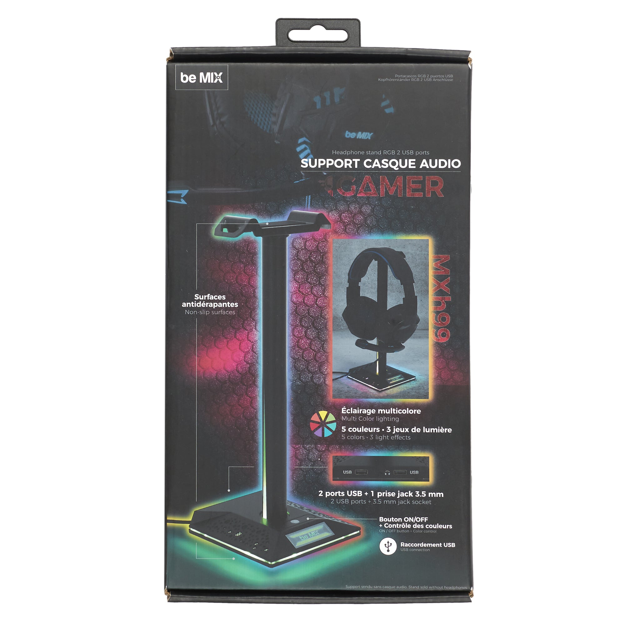 PORTE CASQUE RGB 2 PORTS USB
