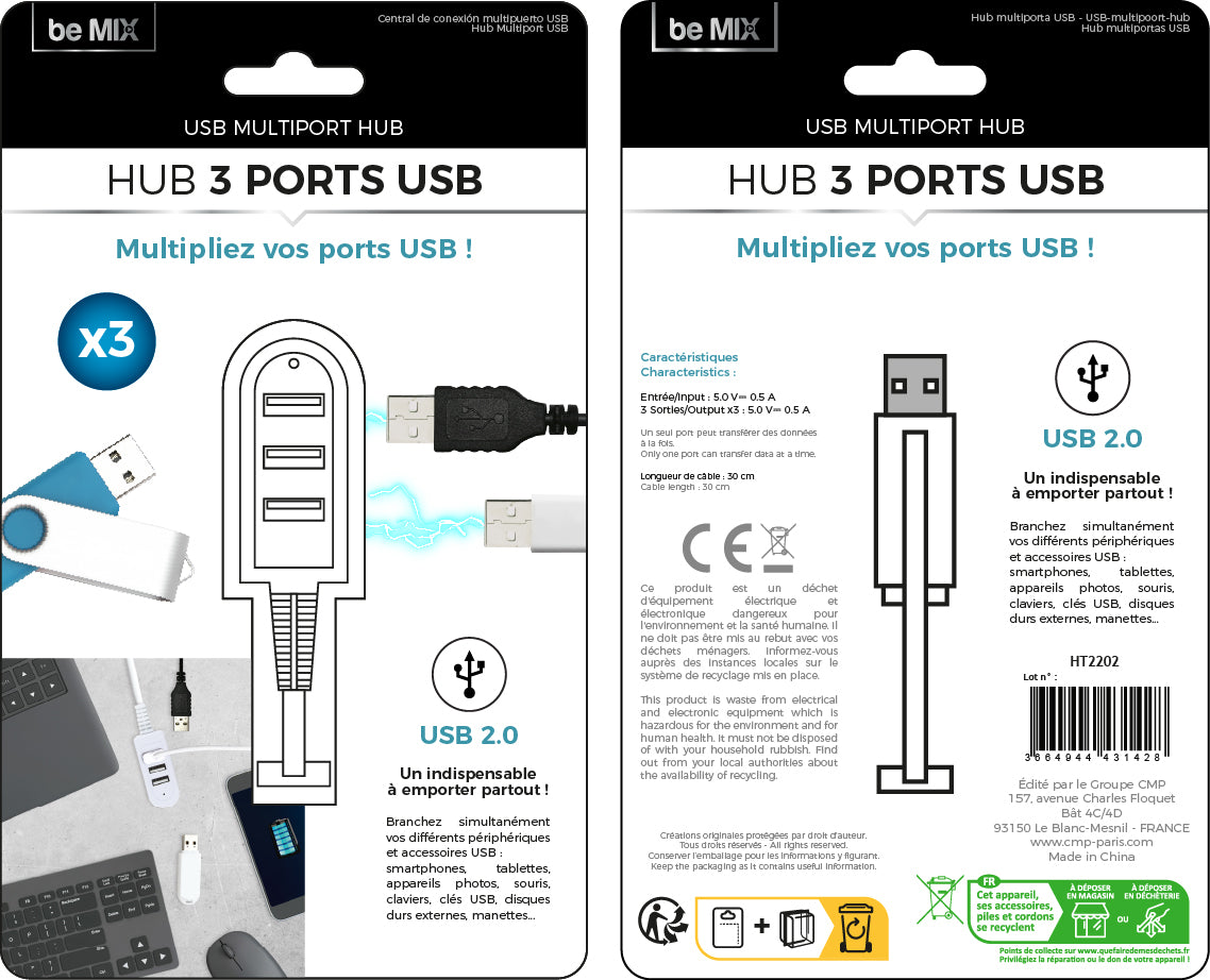 HUB MULTIPORT USB X3