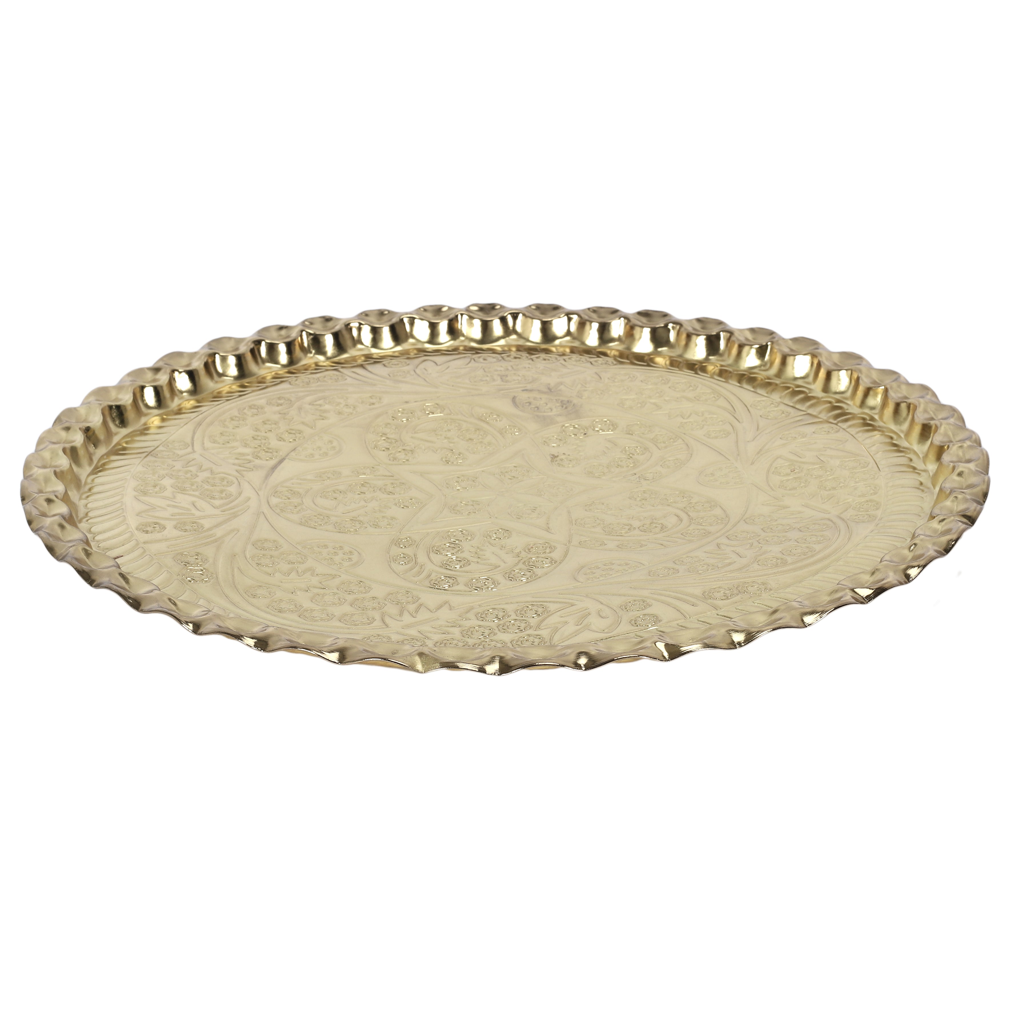 PLATEAU DECORATIF METAL DORE D47.5CM