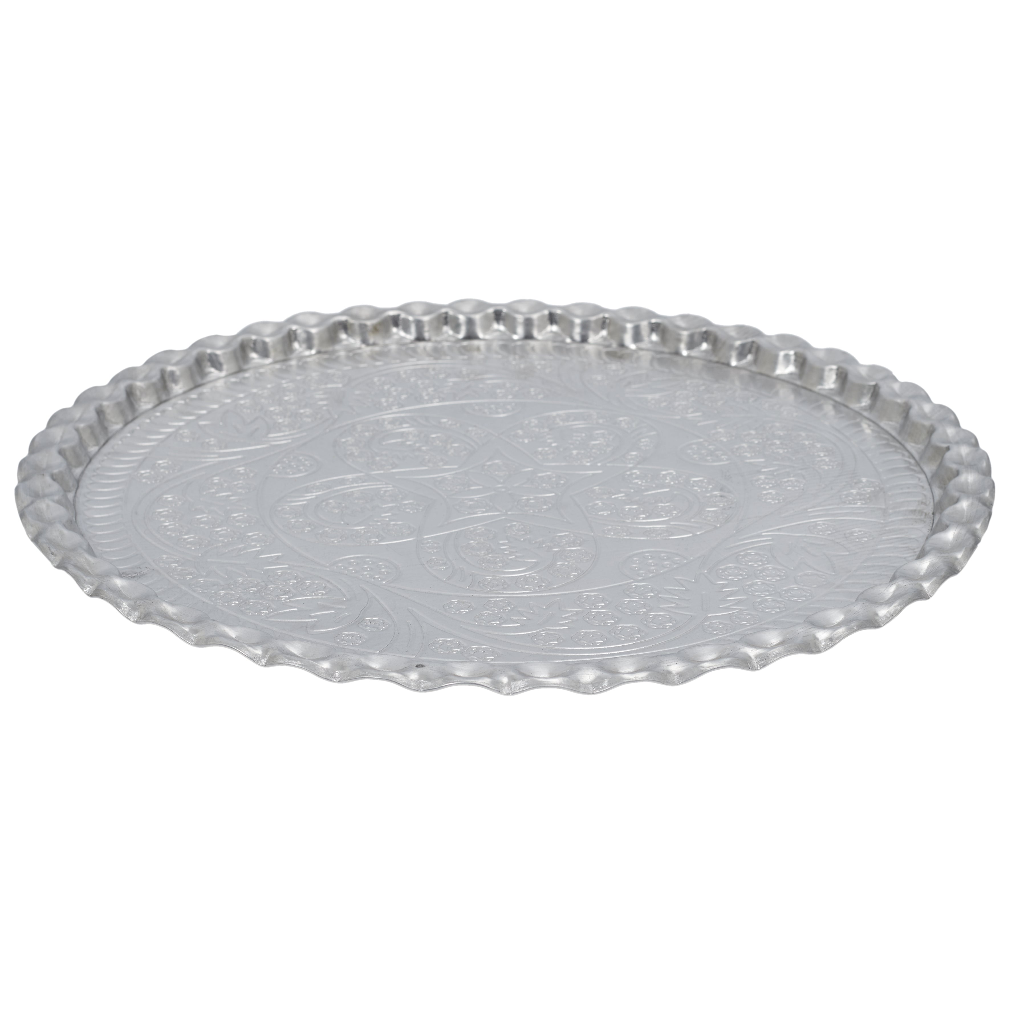 PLATEAU DECORATIF METAL ARGENTE D47.5CM