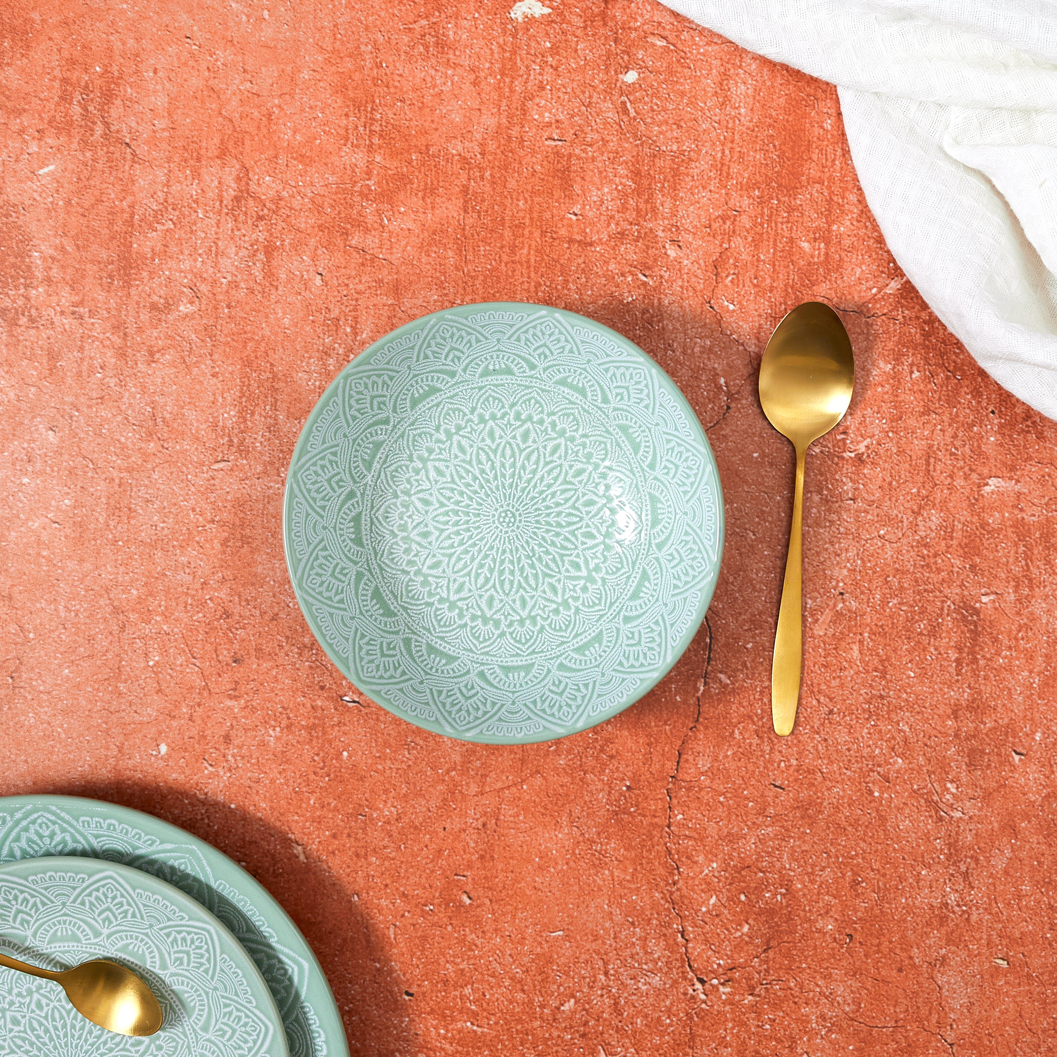ASSIETTE CREUSE SAHARA VERT 18.5CM - LOT DE 6