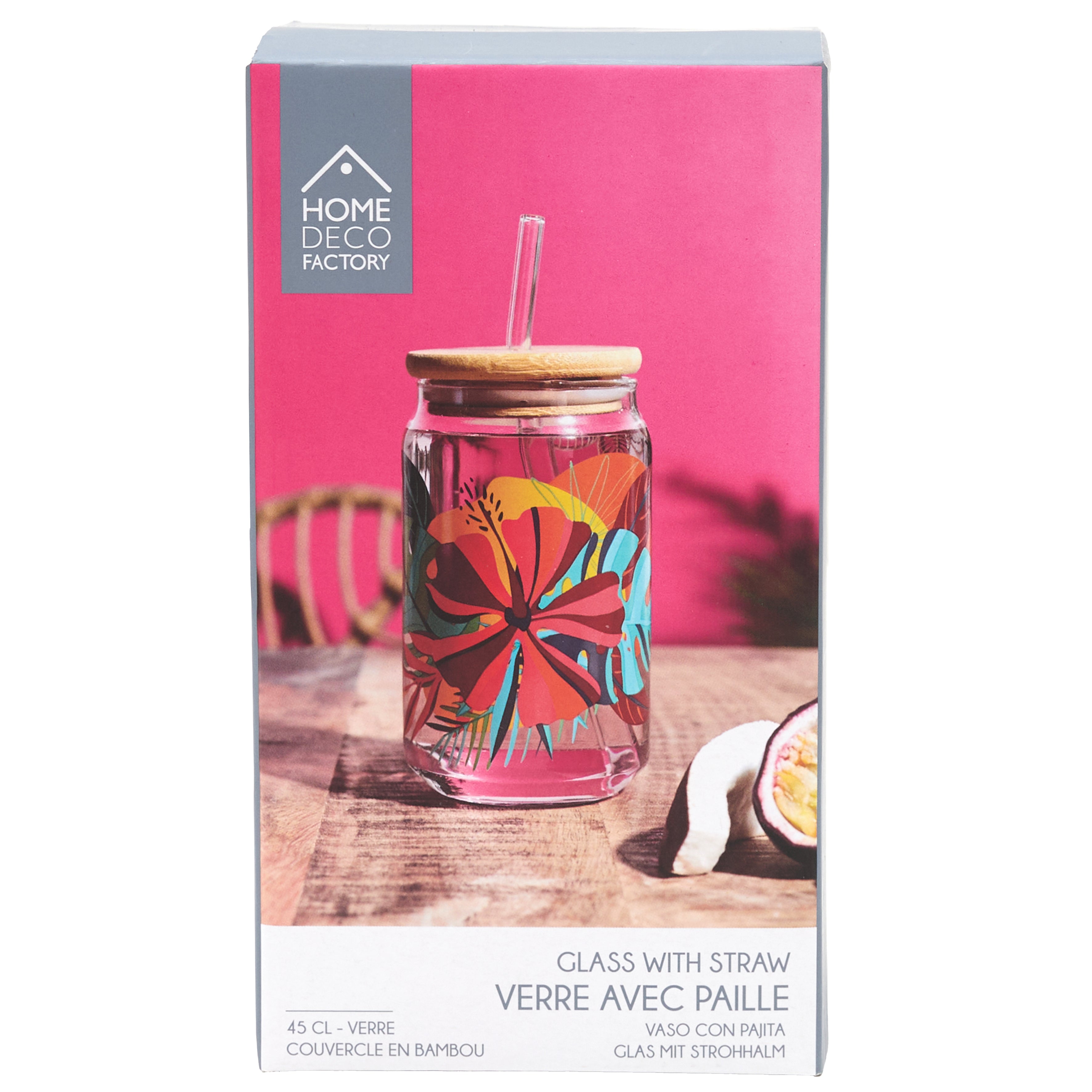 CANETTE ET PAILLE VERRE PARADIS EXOTIQUE 45CL