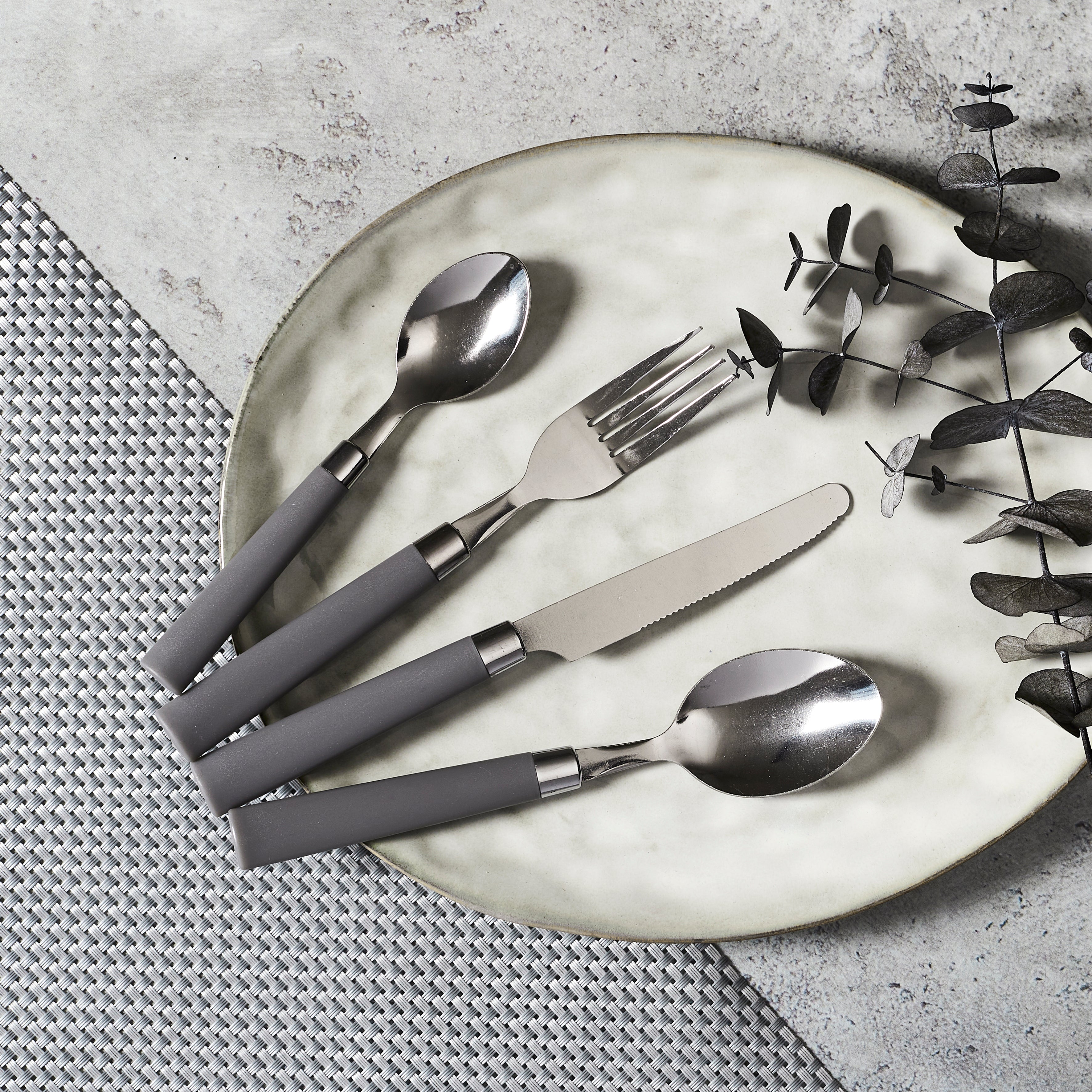 RANGE COUVERTS 16PCS GRIS CAMPUS