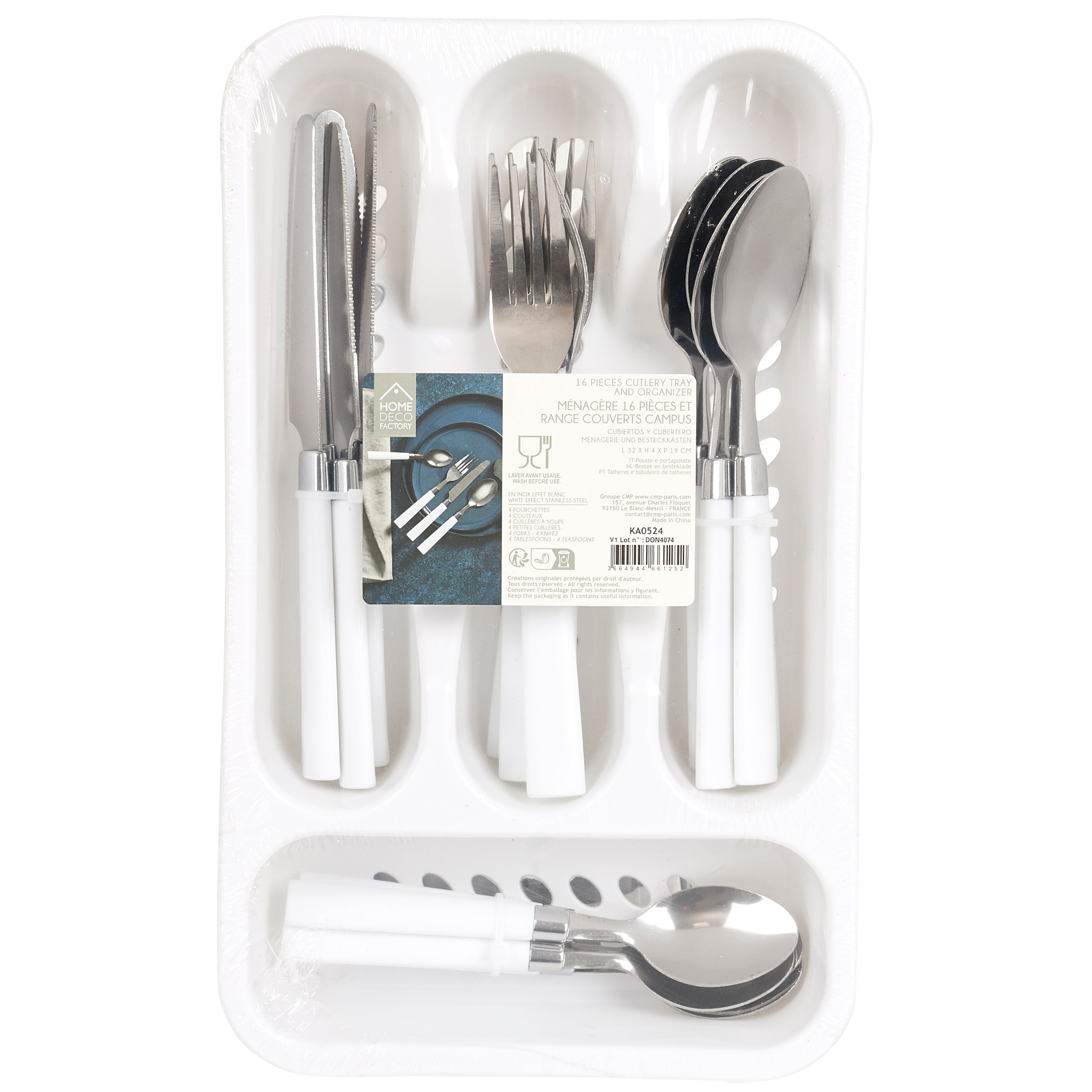 RANGE COUVERTS 16PCS BLANC CAMPUS