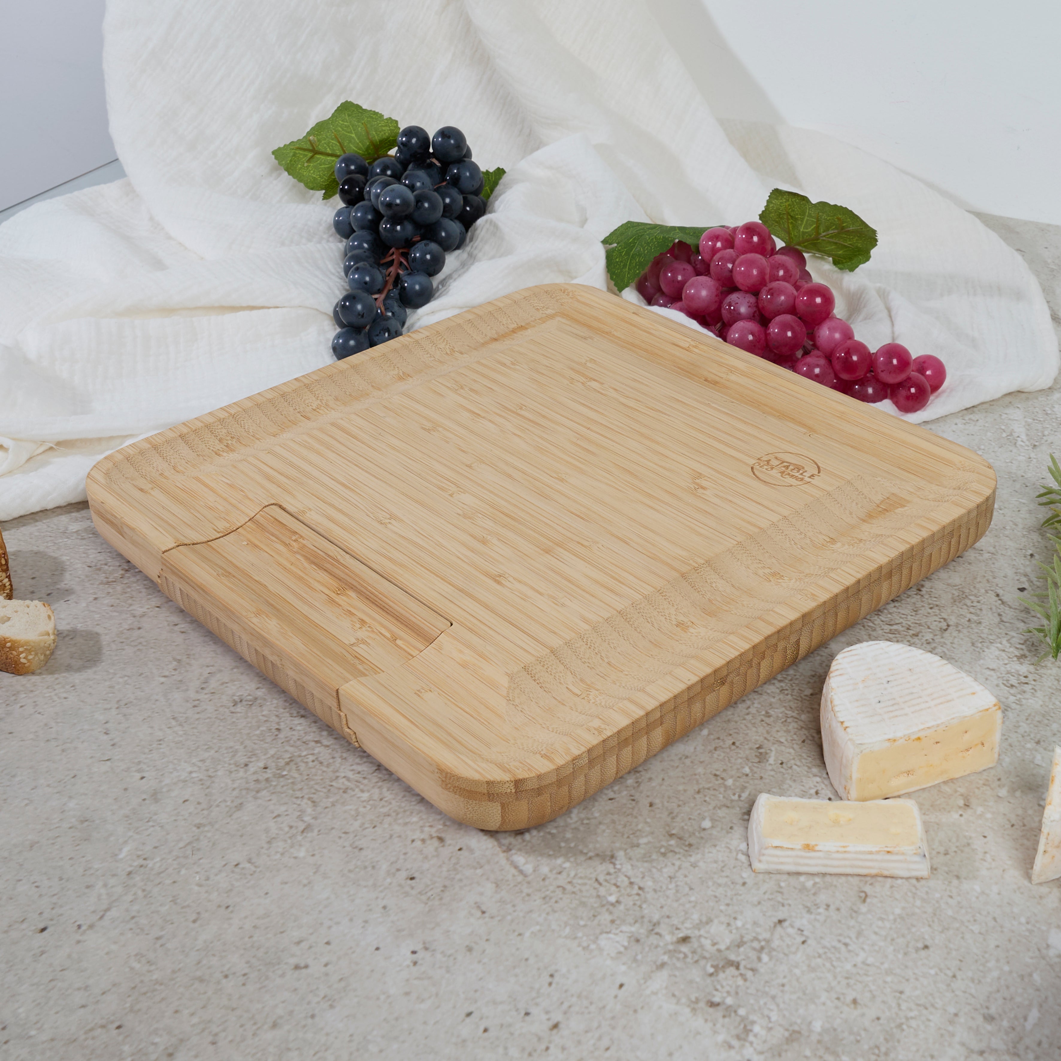 PLANCHE APERO BAMBOU TIROIR COUTEAUX FROMAGE