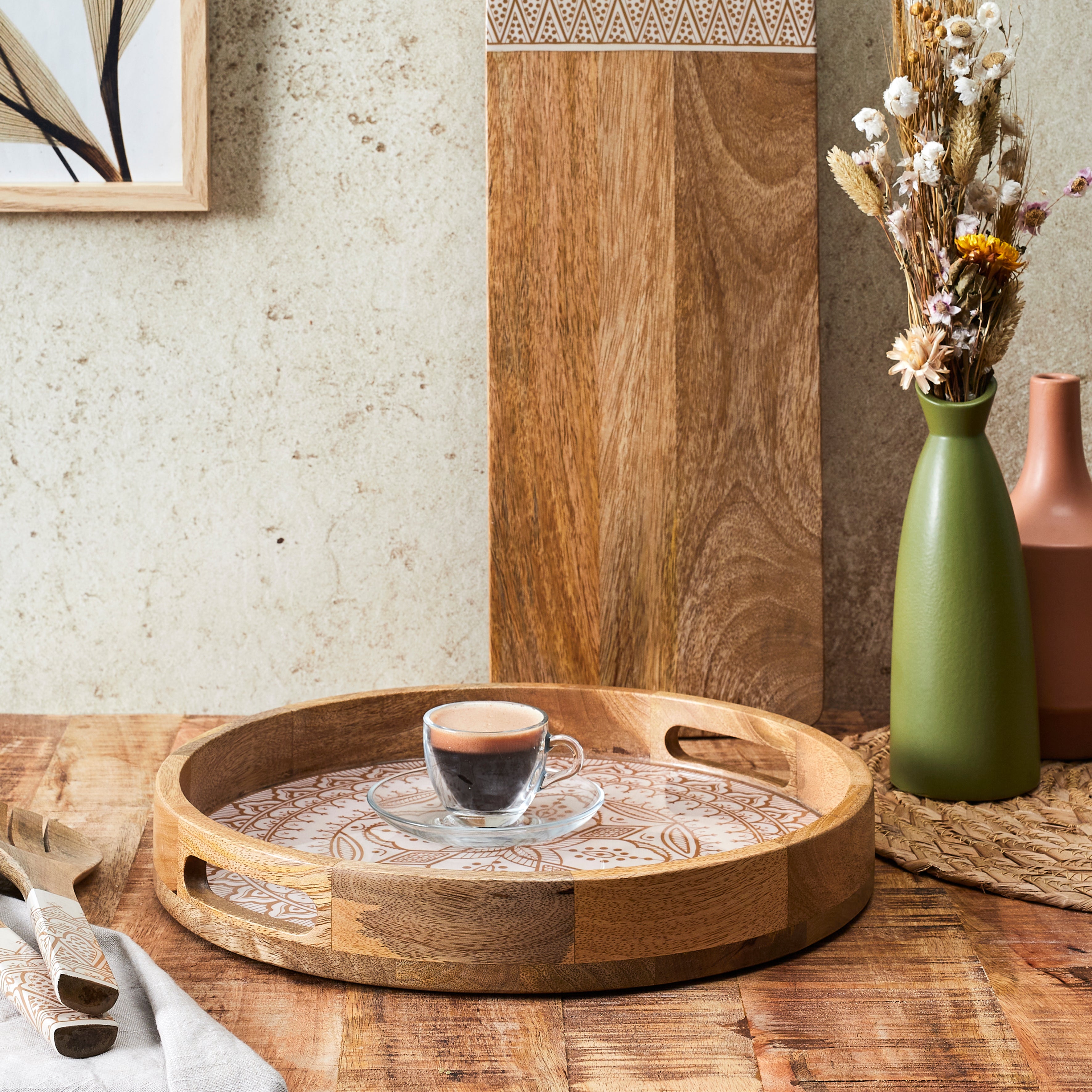 PLATEAU ROND MANGUIER DUNE TERRACOTTA D35
