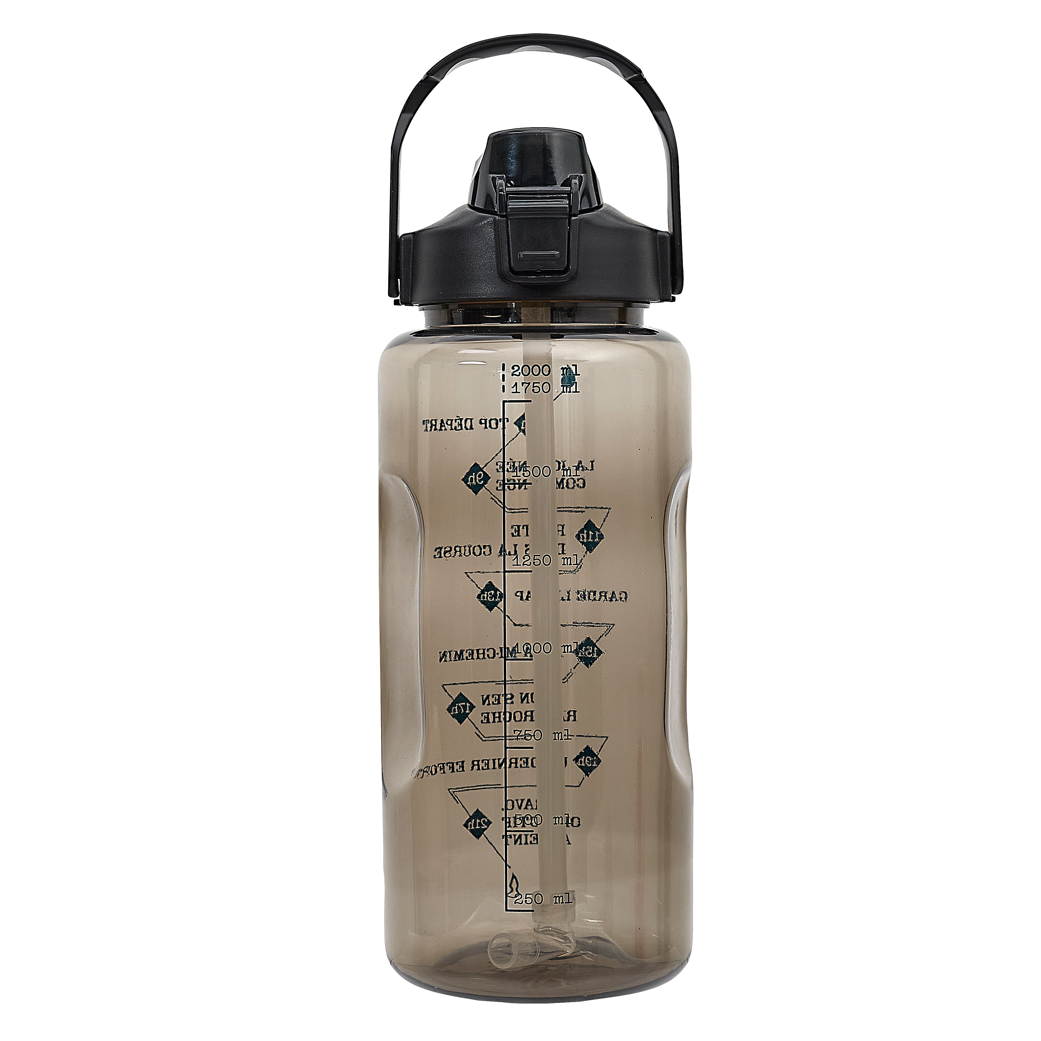 BOUTEILLE MOTIVATION TRANSPARENTE NOIRE 2L