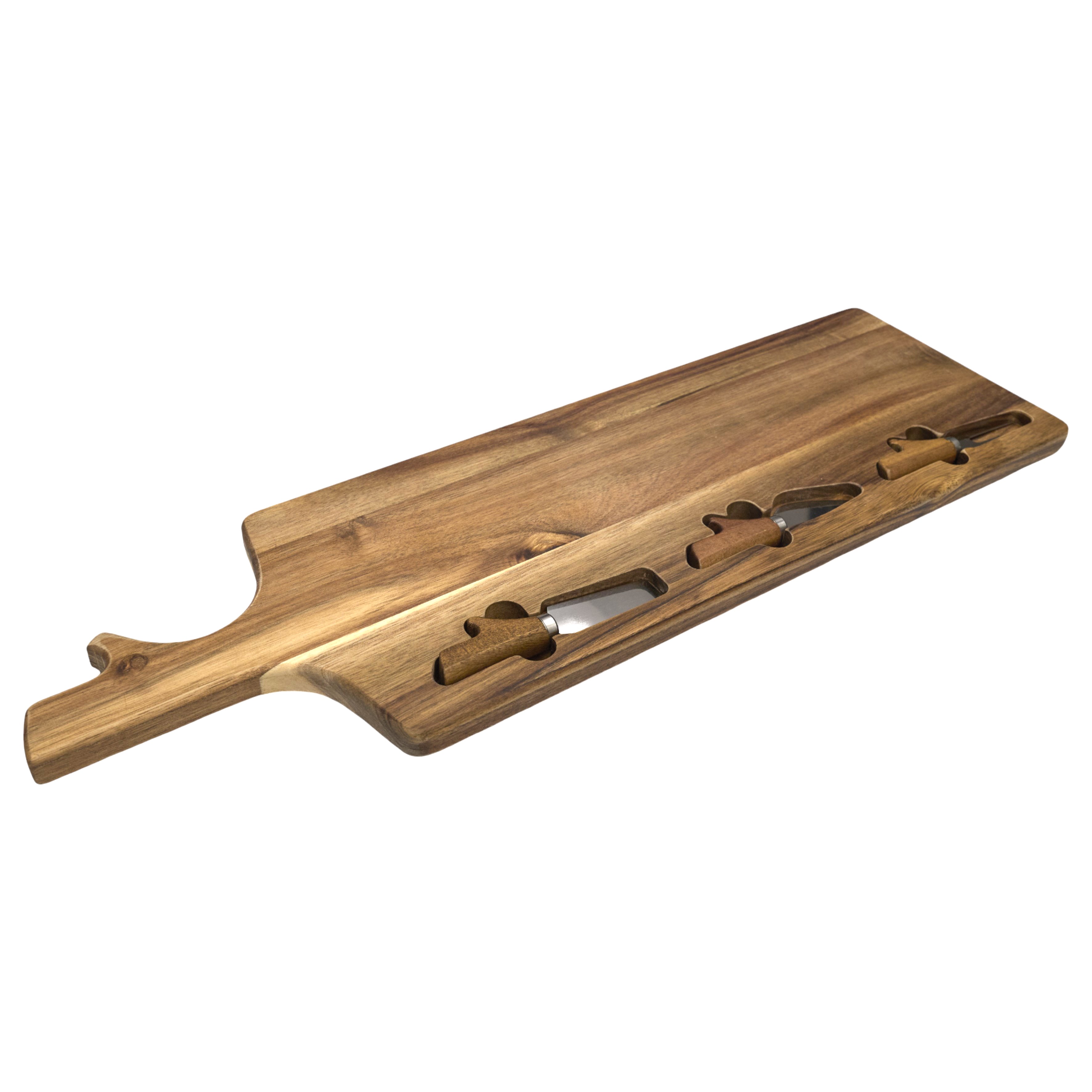 PLANCHE A FROMAGE ACACIA AVEC 3 COUTEAUX