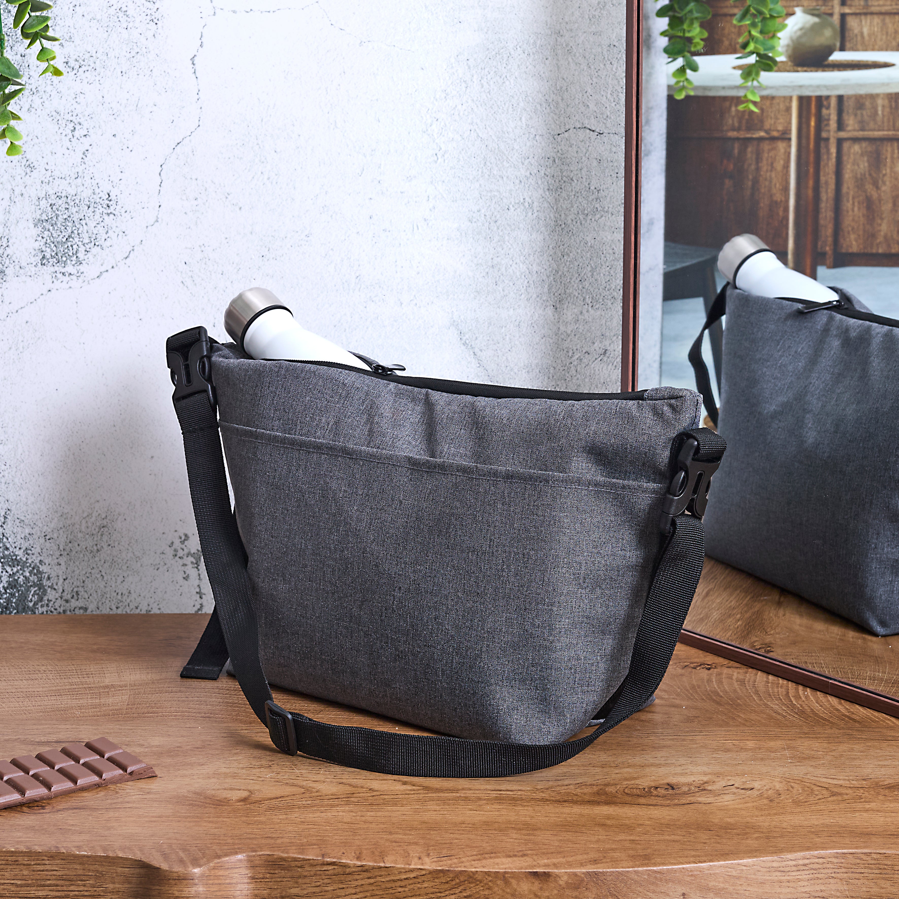 LUNCH BAG ISO GRIS ZIPPE 39.5X15X22CM 8L