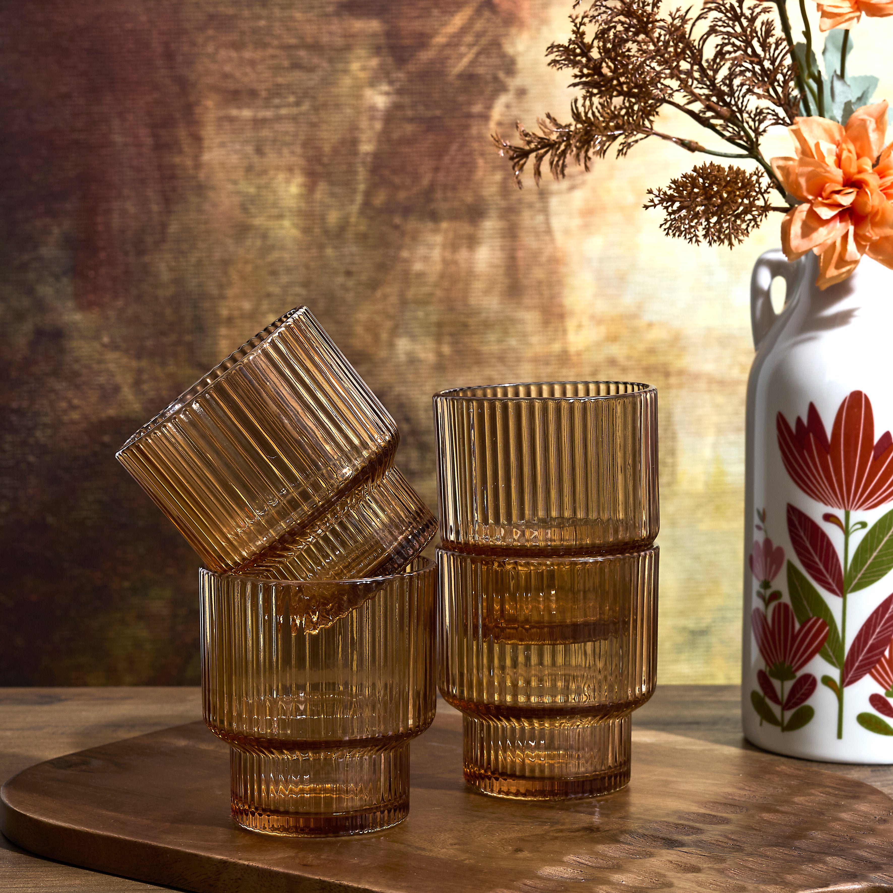 VERRE STRIE AMBRE X4 28CL