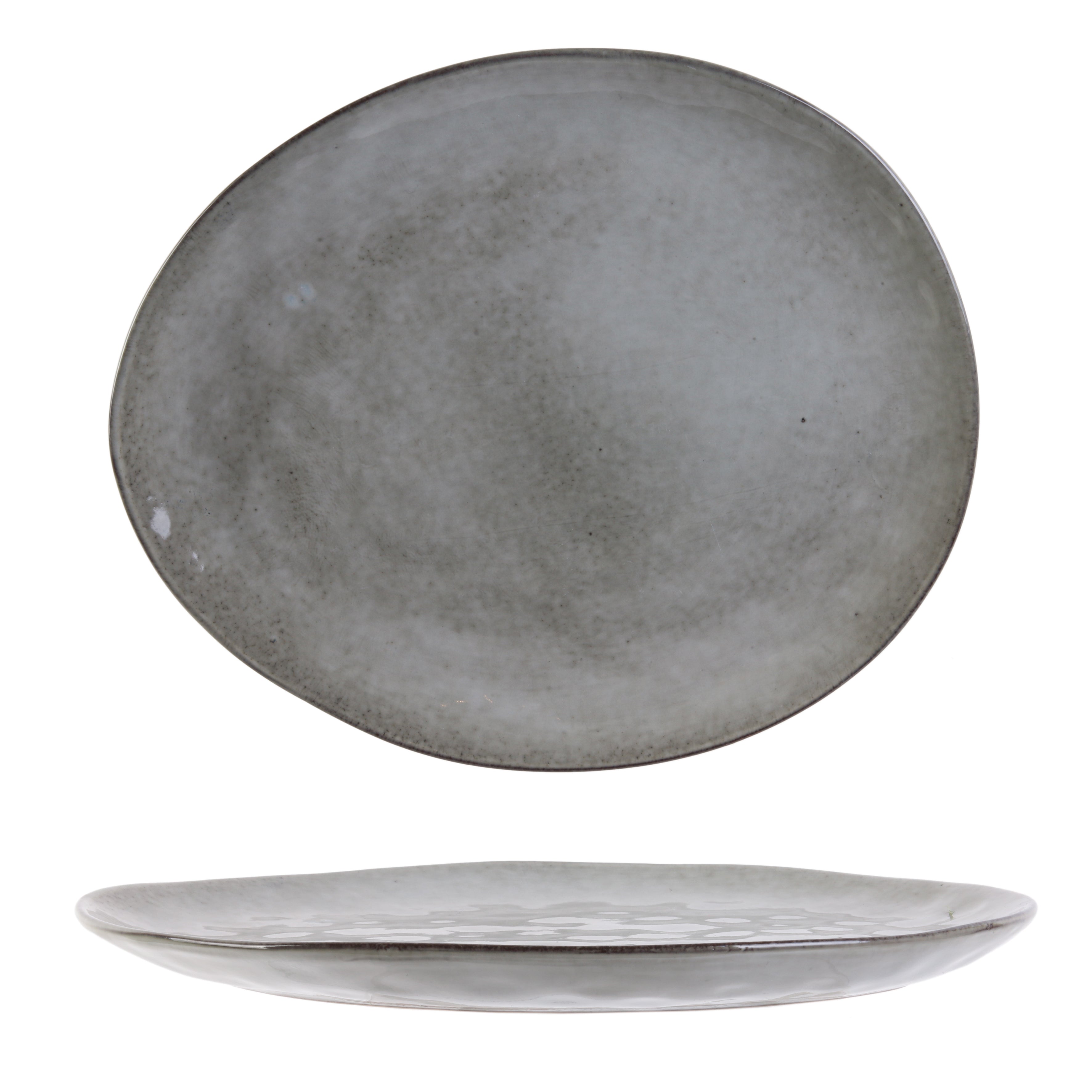ASSIETTE GALET 27.5X23CM AU GRES DU TEMPS GRIS - LOT DE 6