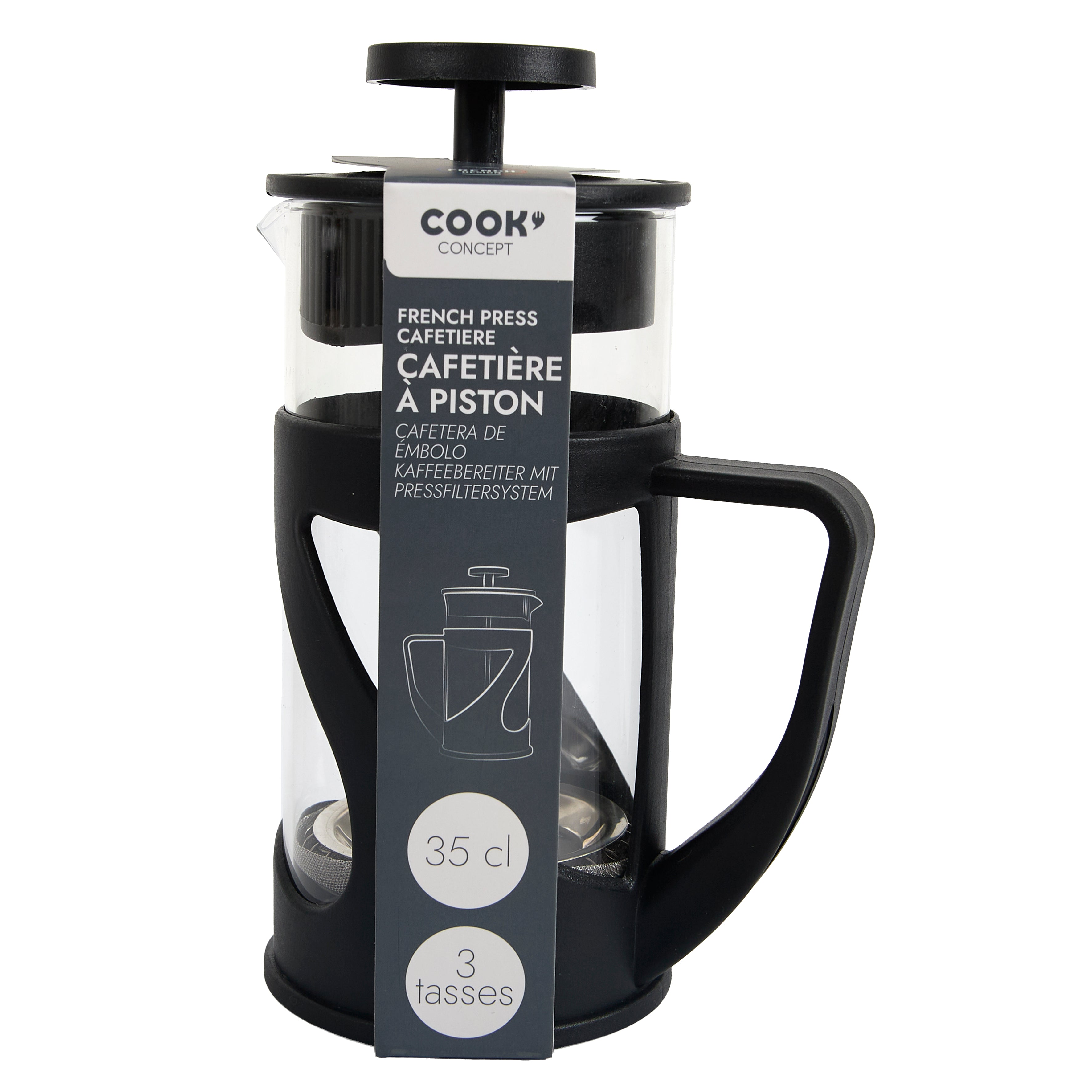 CAFETIERE A PISTON NOIR 35CL 3 TASSES