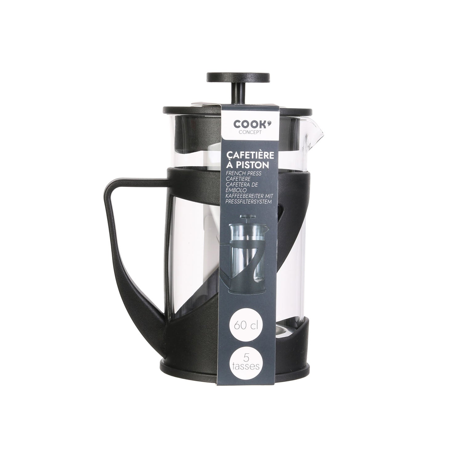 CAFETIERE A PISTON NOIR 60CL 5 TASSES