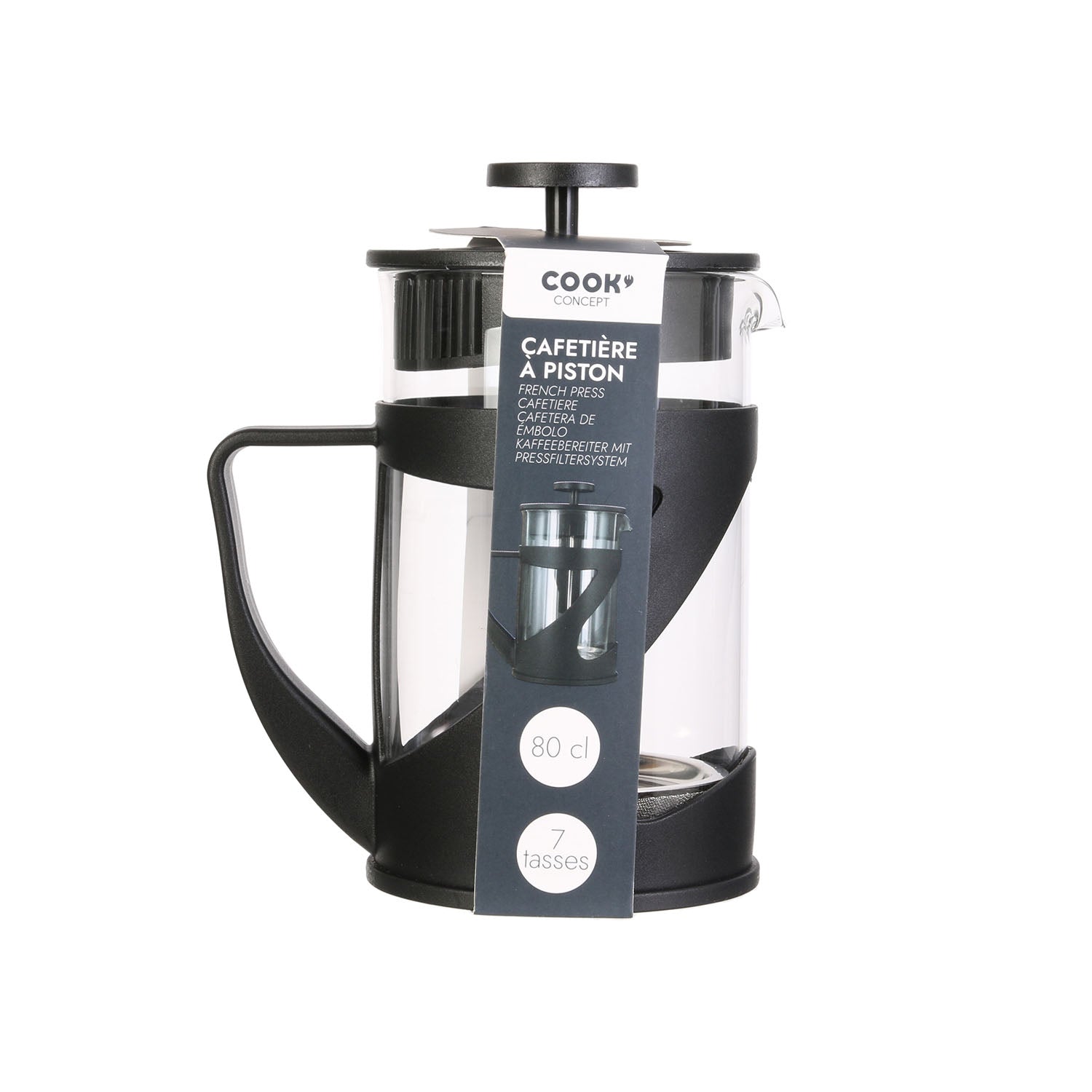 CAFETIERE A PISTON NOIR 80CL 7 TASSES