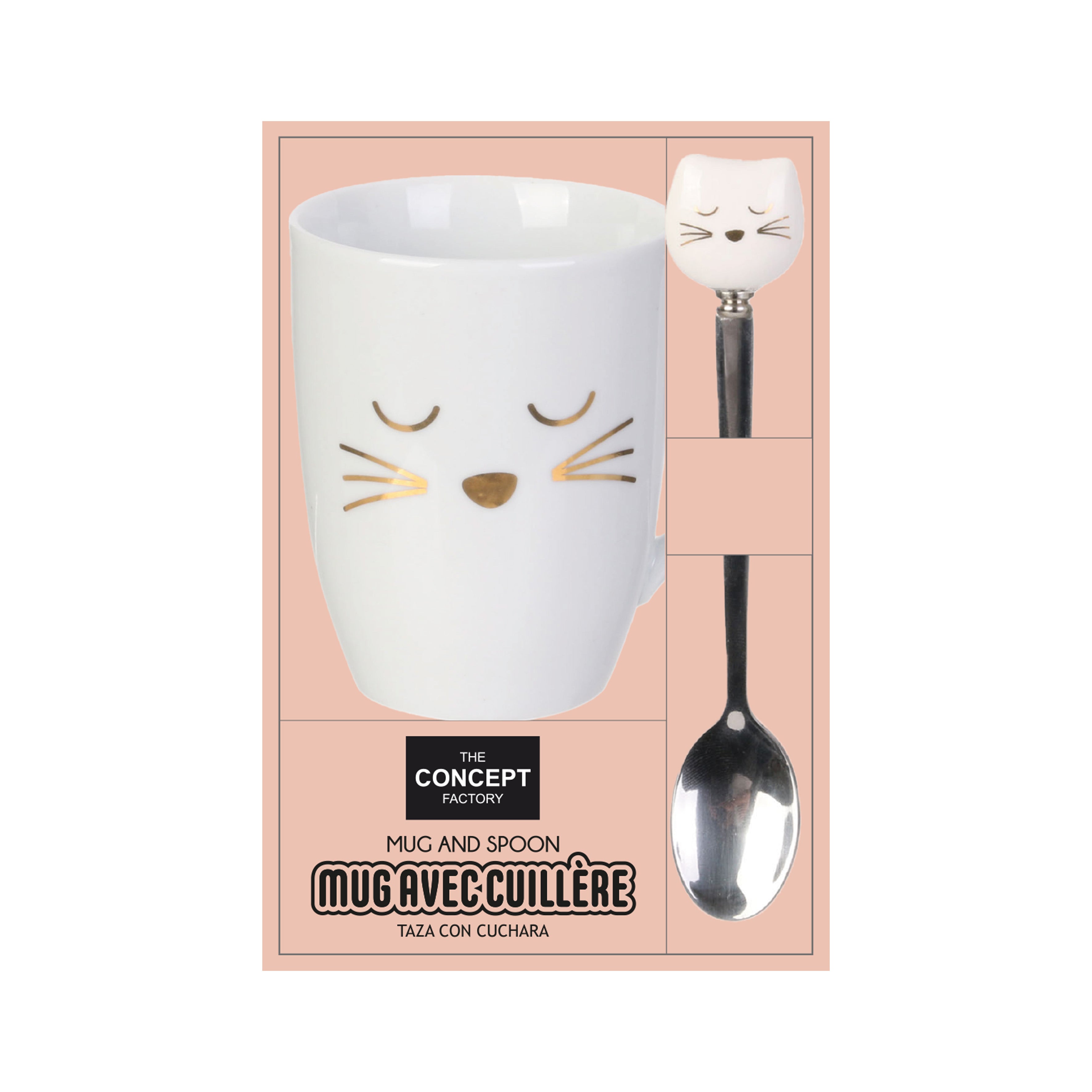 MUG AVEC CUILLERE CHAT KAWAII
