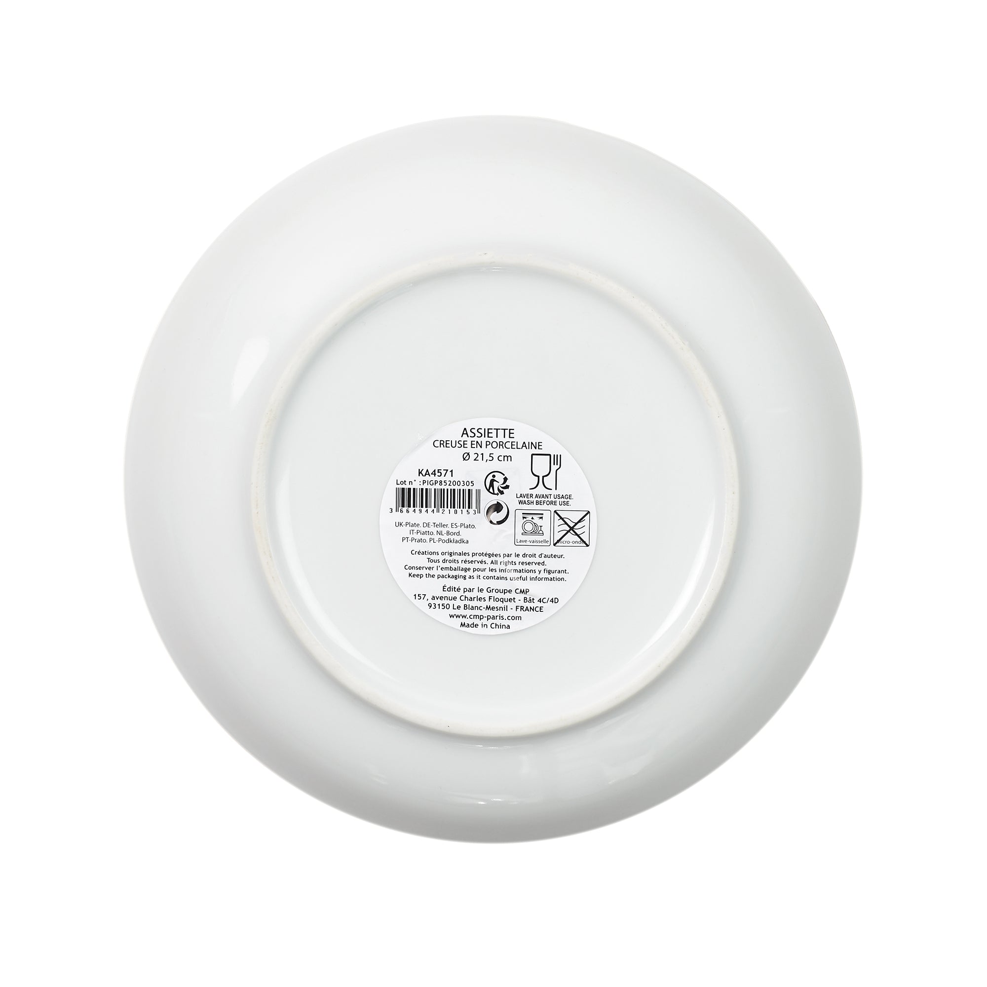 ASSIETTE CREUSE LISERE DORE 21CM - LOT DE 4