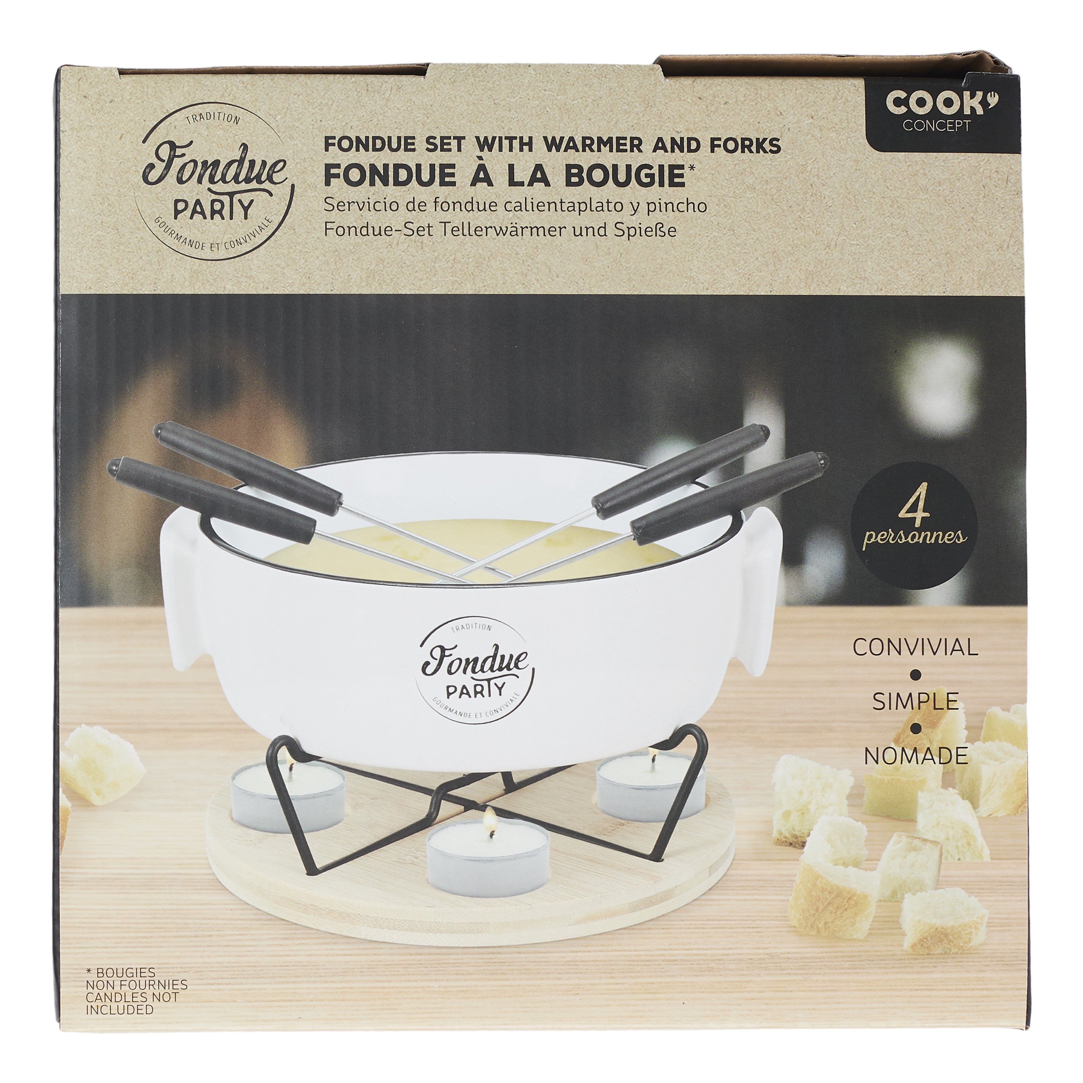 SERVICE A FONDUE CHAUFFE PLAT ET PIQUE X4